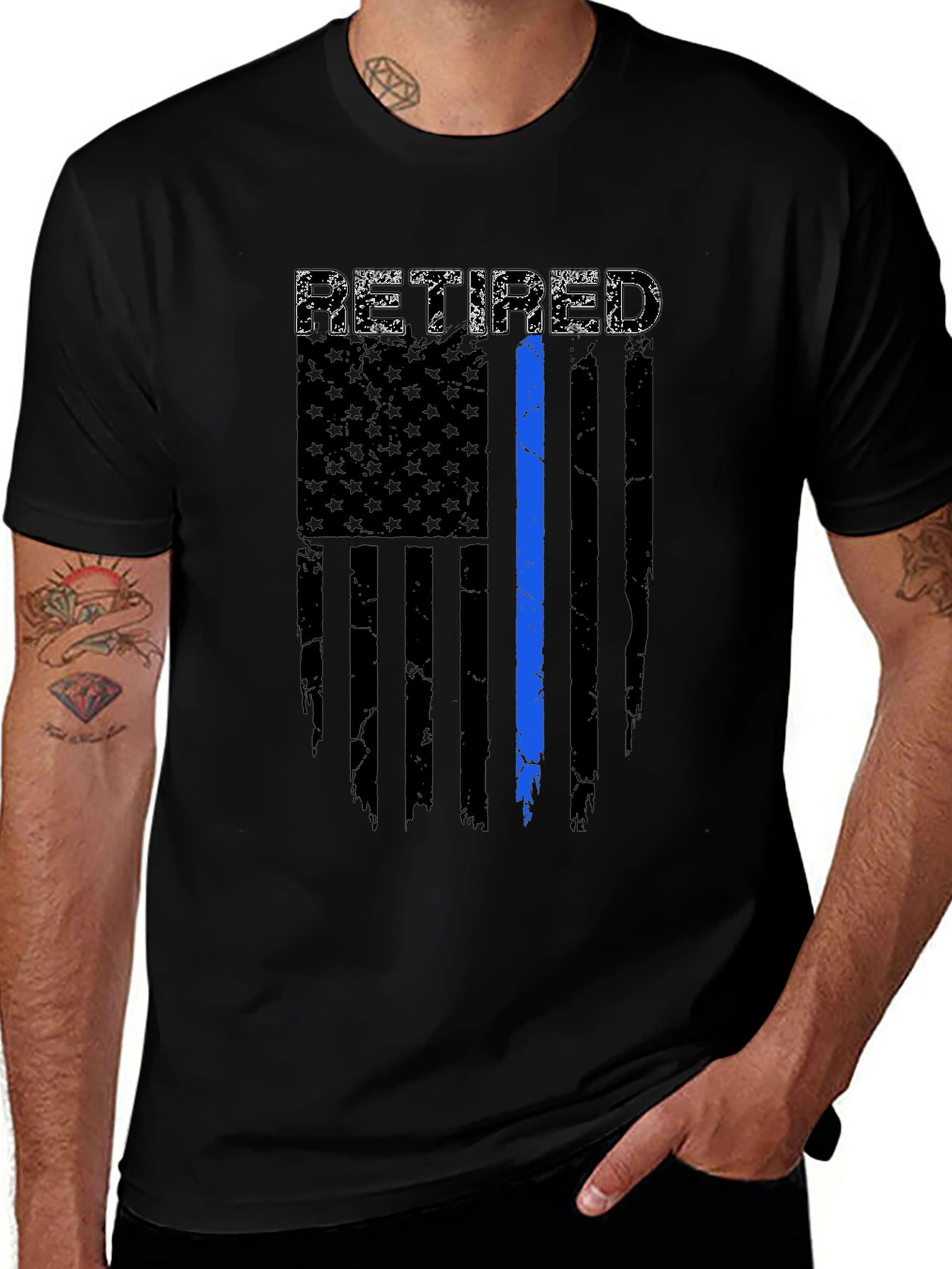 Retired Police Officer Flag T-Shirt