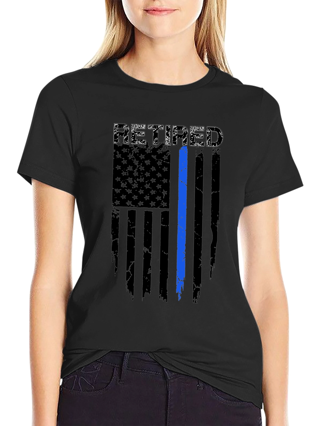 Retired Police Officer Flag T-Shirt