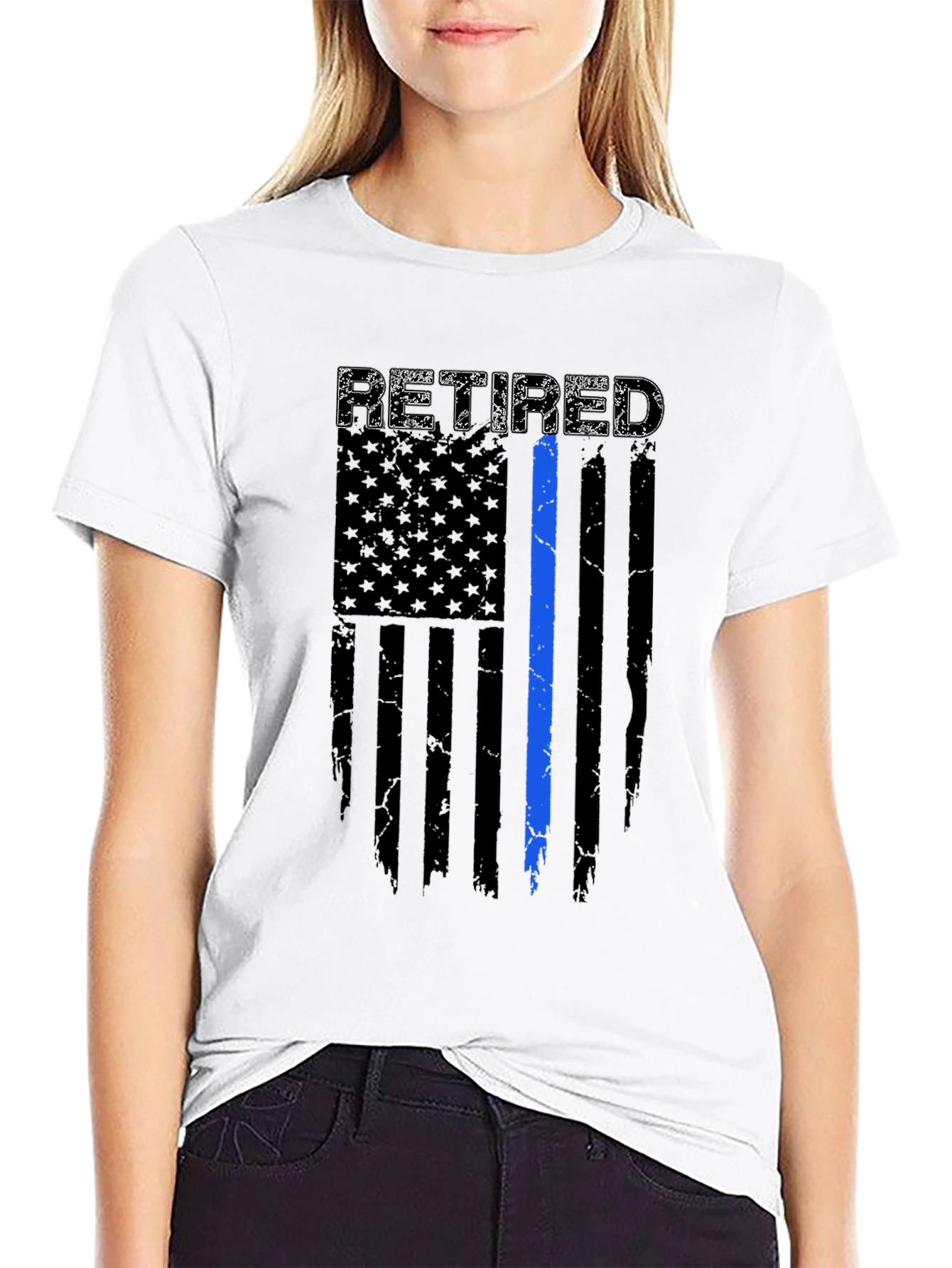 Retired Police Officer Flag T-Shirt