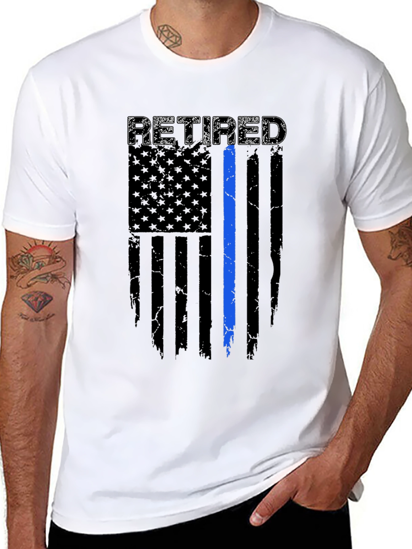 Retired Police Officer Flag T-Shirt