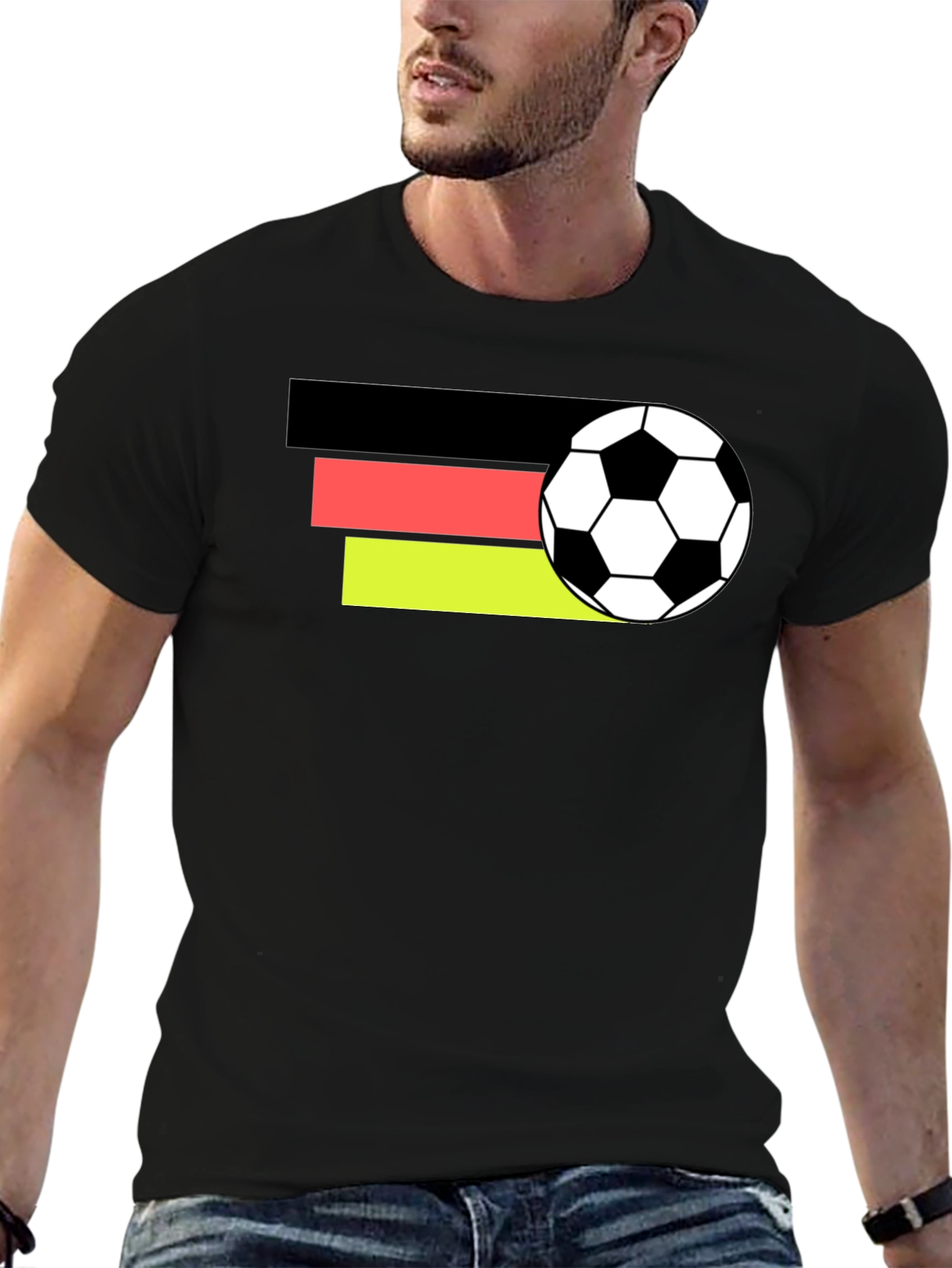 Germany Flag Soccer Ball Black T-Shirt