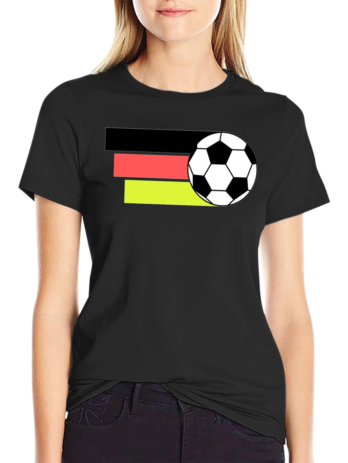 Germany Flag Soccer Ball Black T-Shirt