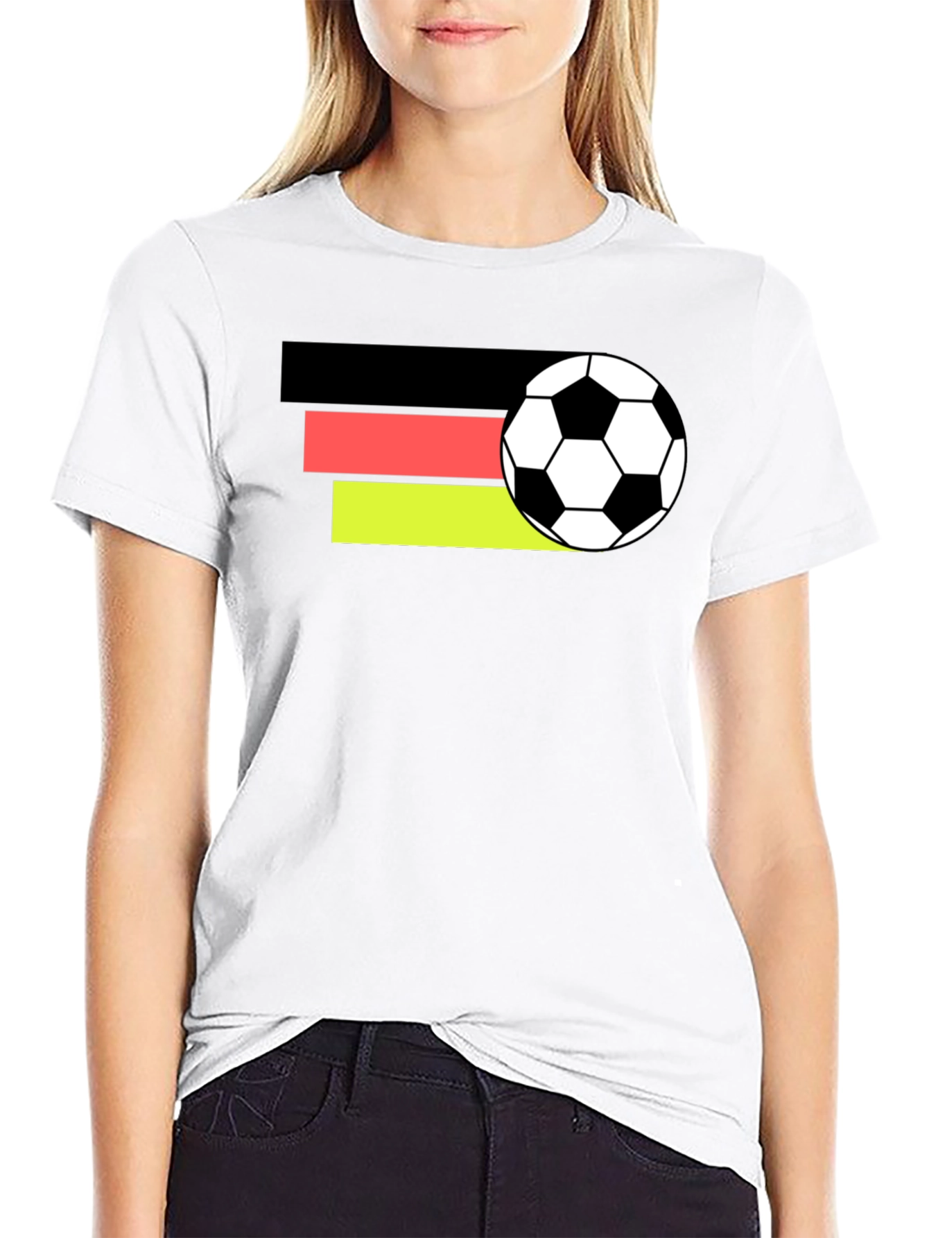 Germany Flag Soccer Ball Black T-Shirt