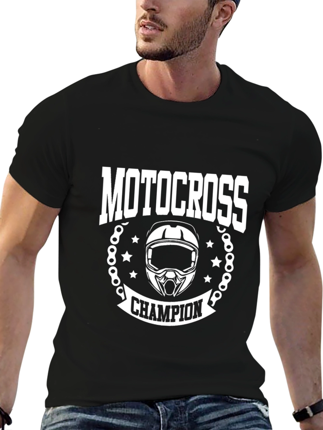Motocross Champion Black Graphic T-Shirt