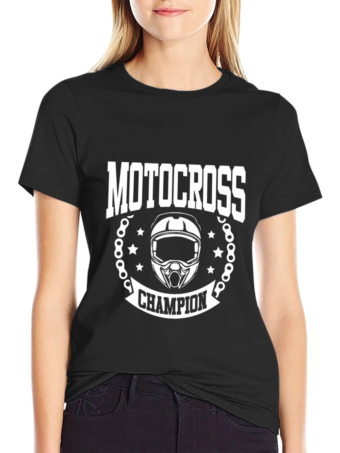 Motocross Champion Black Graphic T-Shirt