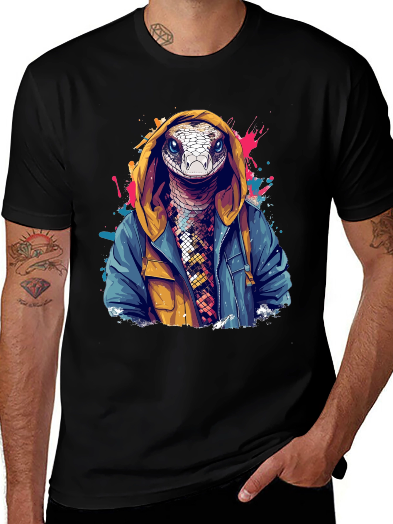 Snake in Hoodie Graphic Tee - Urban Style