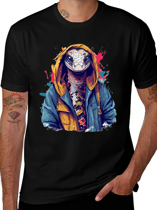 Snake in Hoodie Graphic Tee - Urban Style