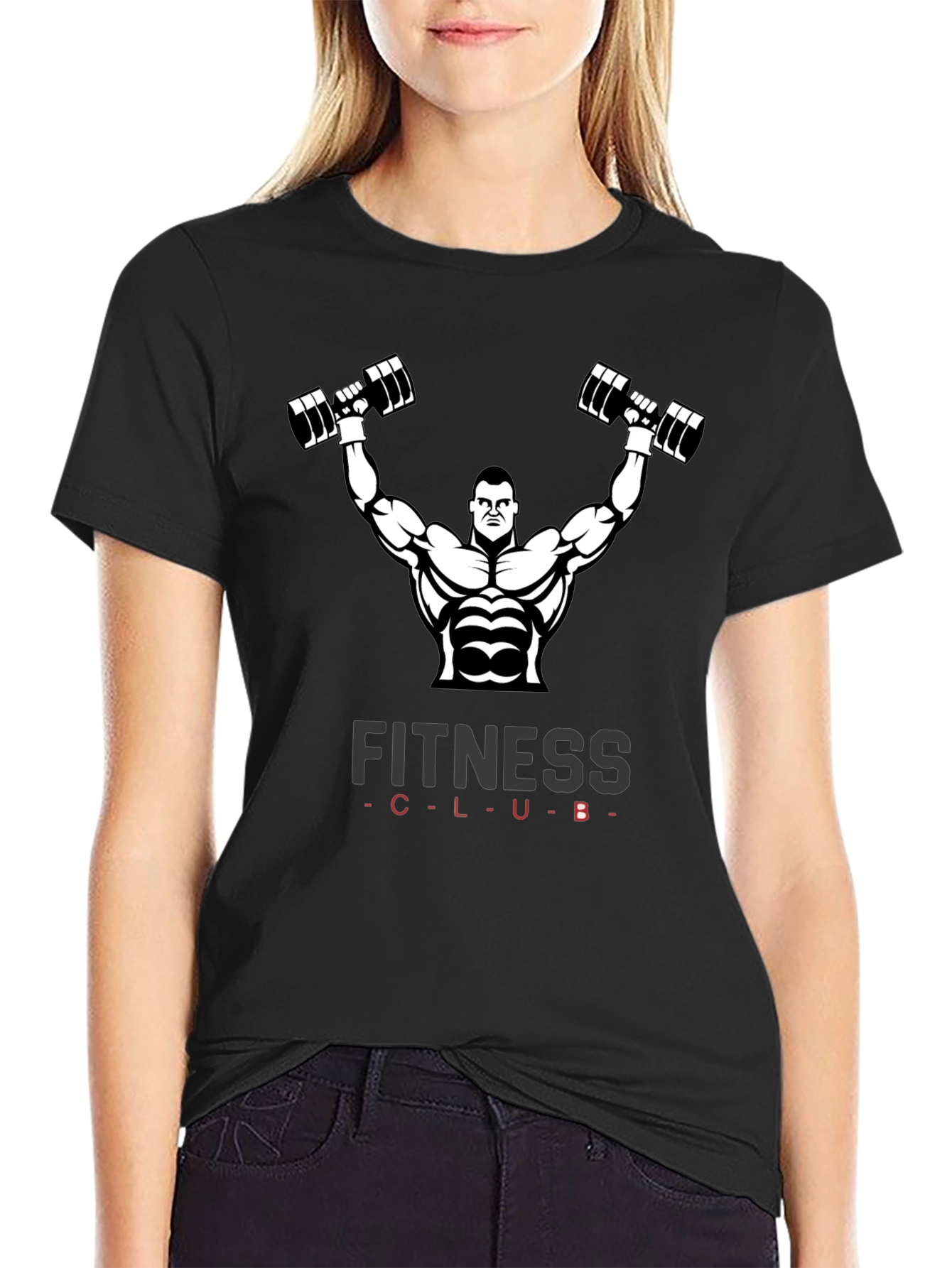 Fitness Club Black Graphic T-Shirt Gym Wear