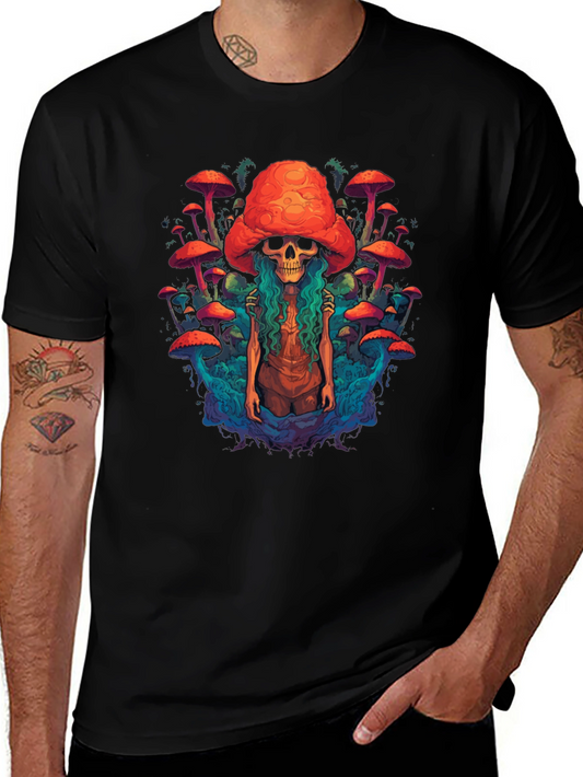 Mushroom Skull Graphic Tee - Unique Design