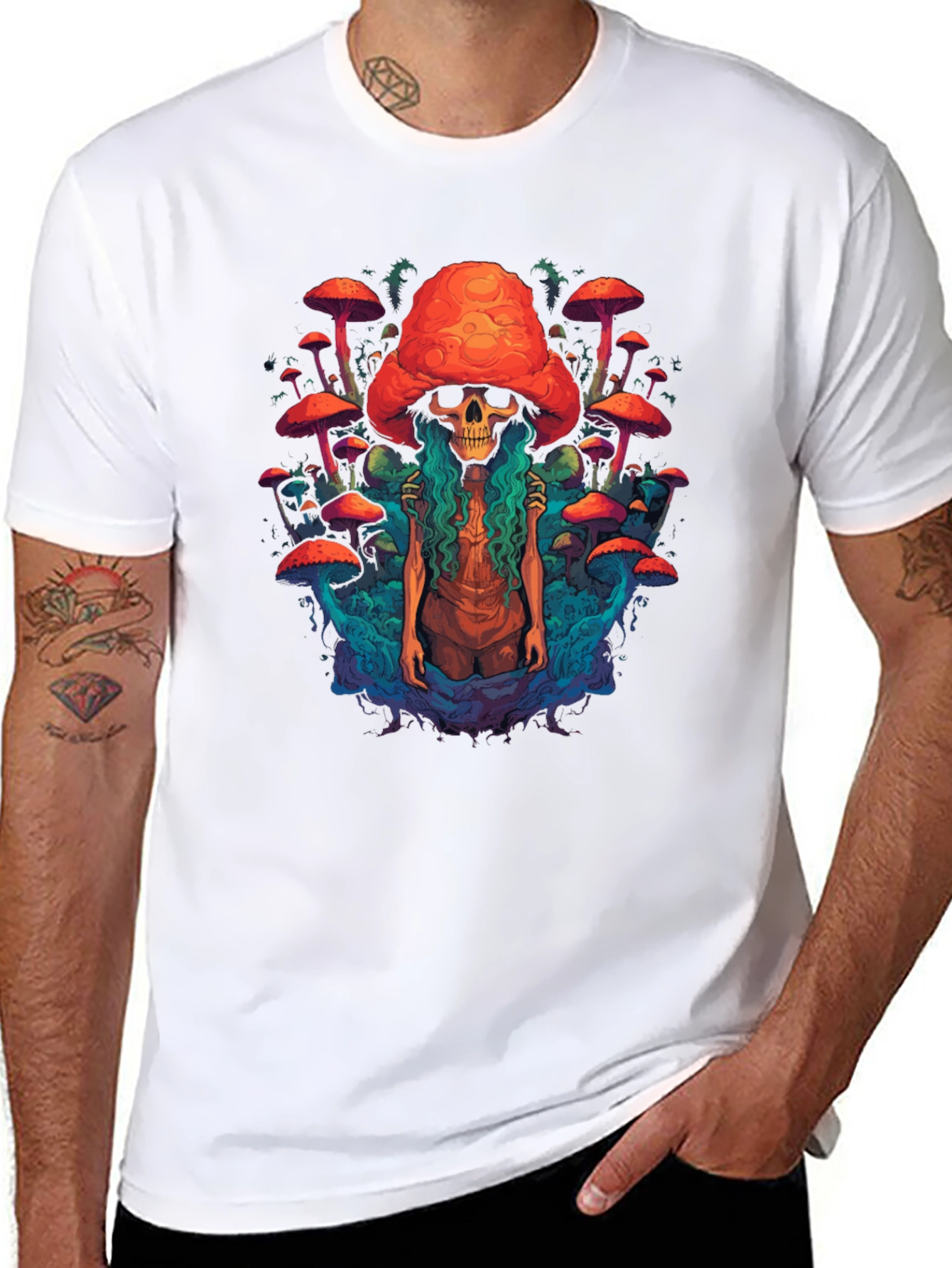 Mushroom Skull Graphic Tee - Unique Design
