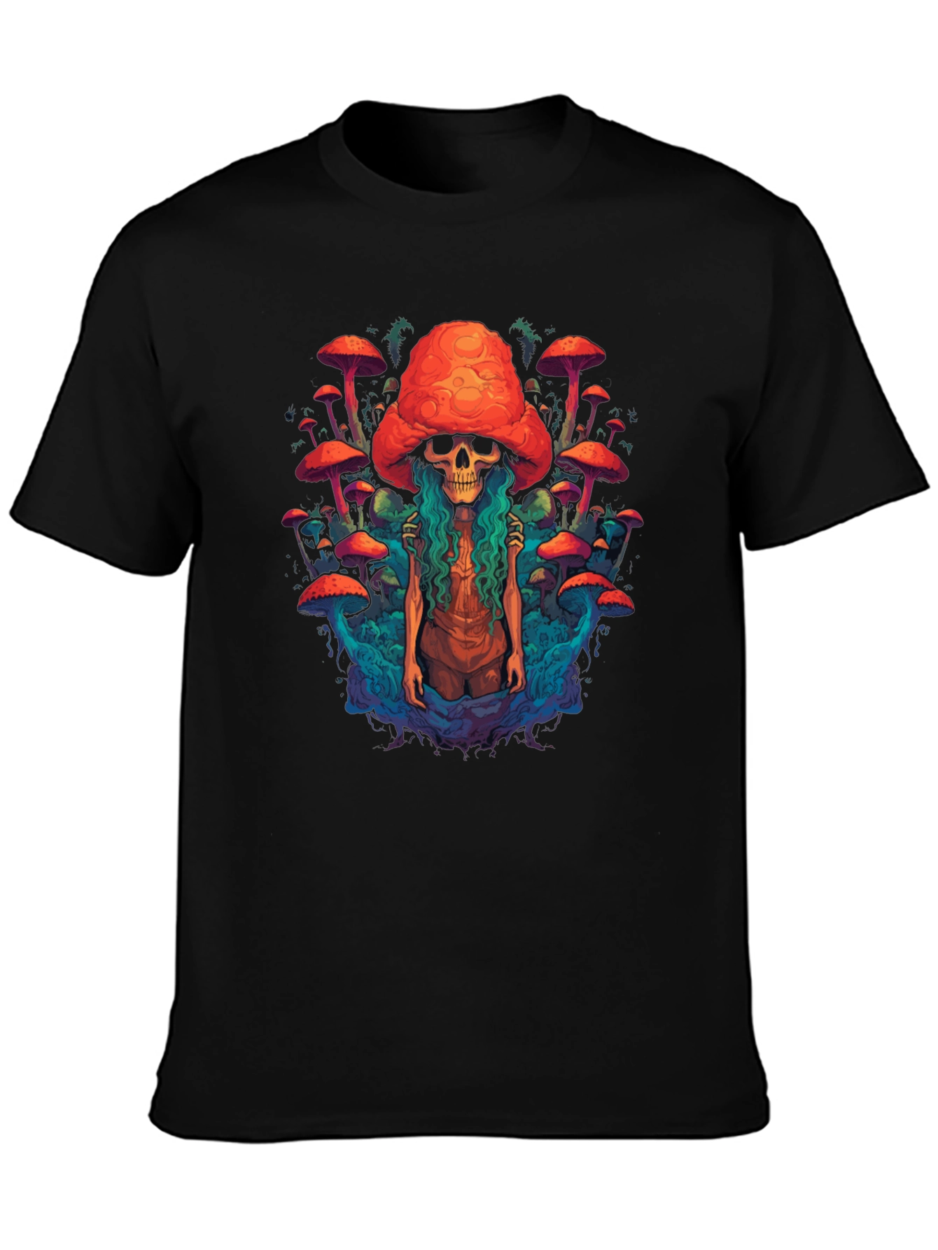 Mushroom Skull Graphic Tee - Unique Design