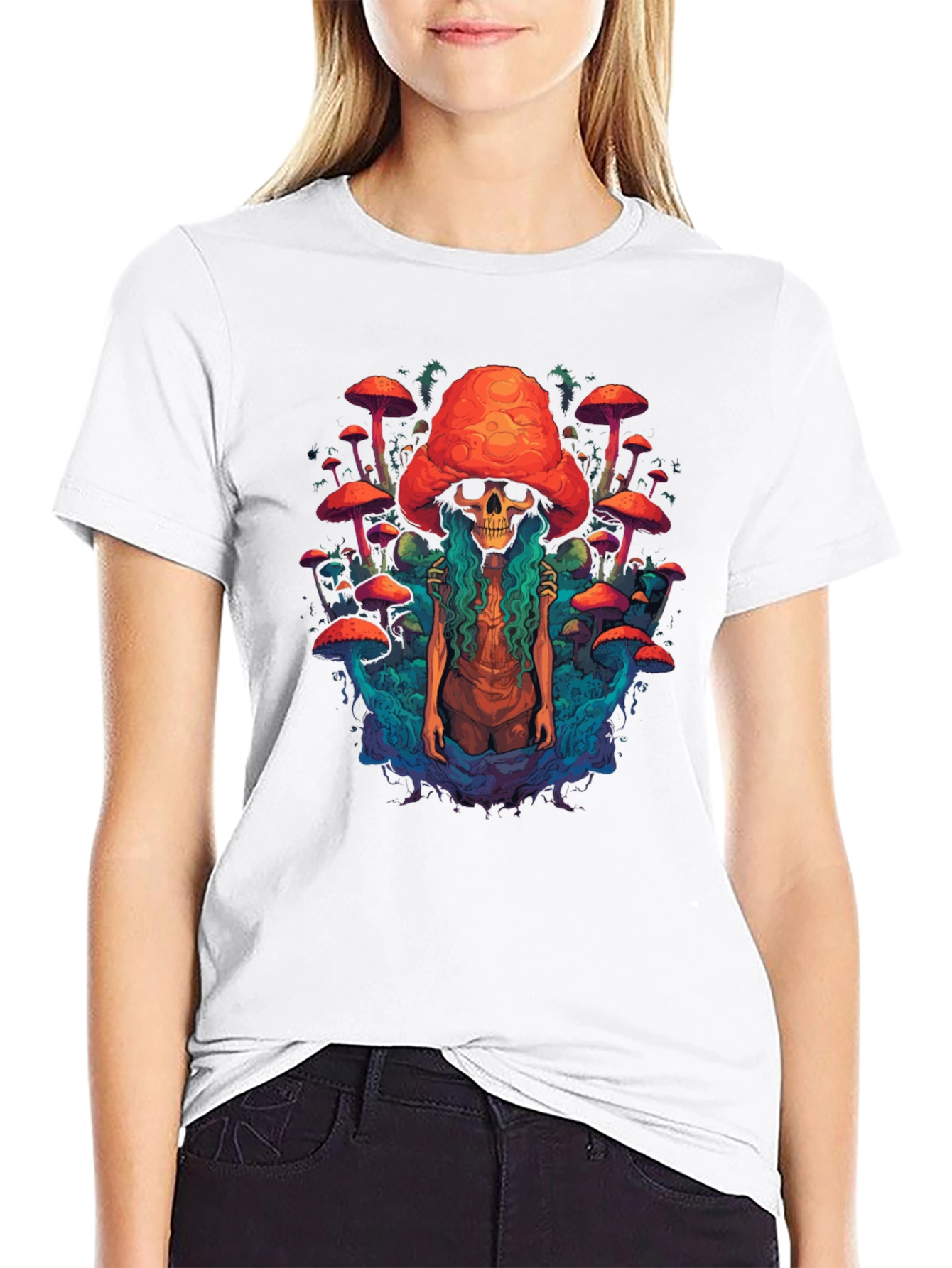 Mushroom Skull Graphic Tee - Unique Design