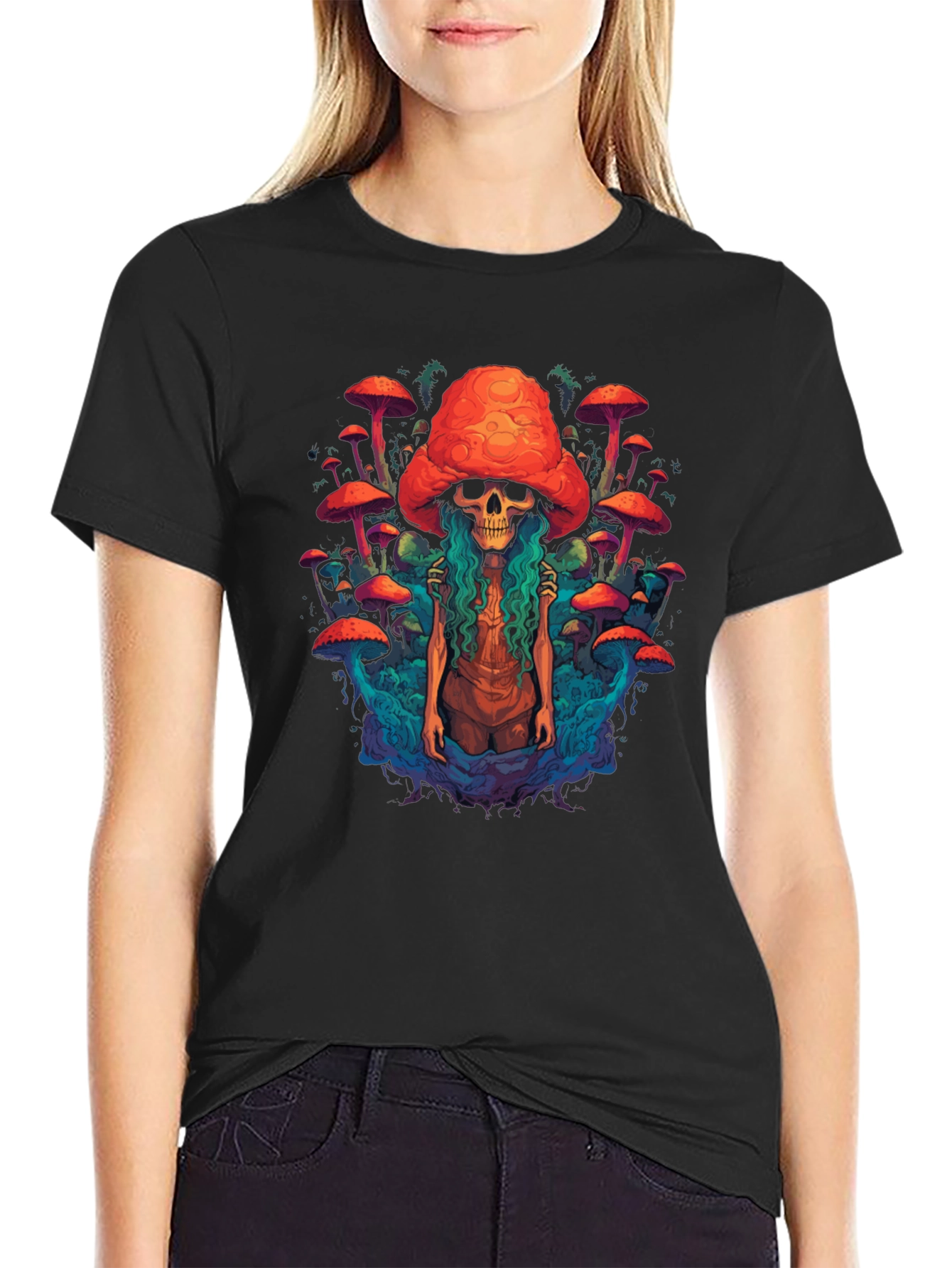 Mushroom Skull Graphic Tee - Unique Design
