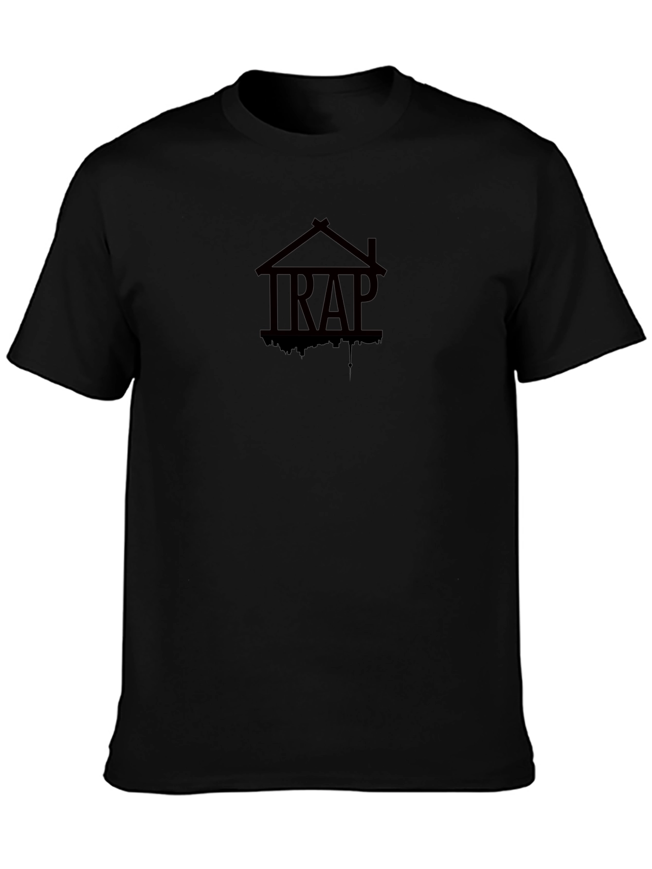 Trap House Graphic Tee - Black Cotton Blend