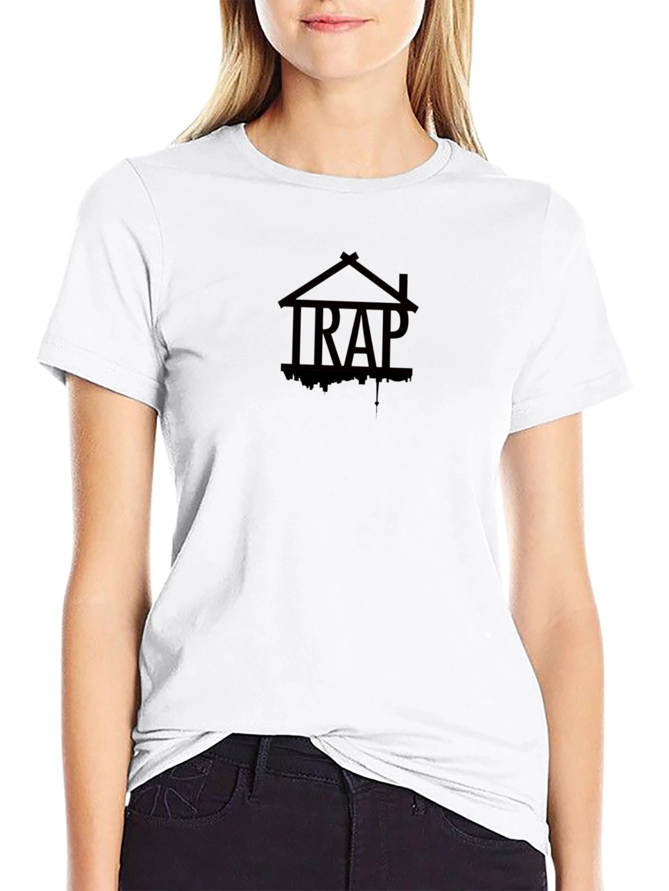 Trap House Graphic Tee - Black Cotton Blend