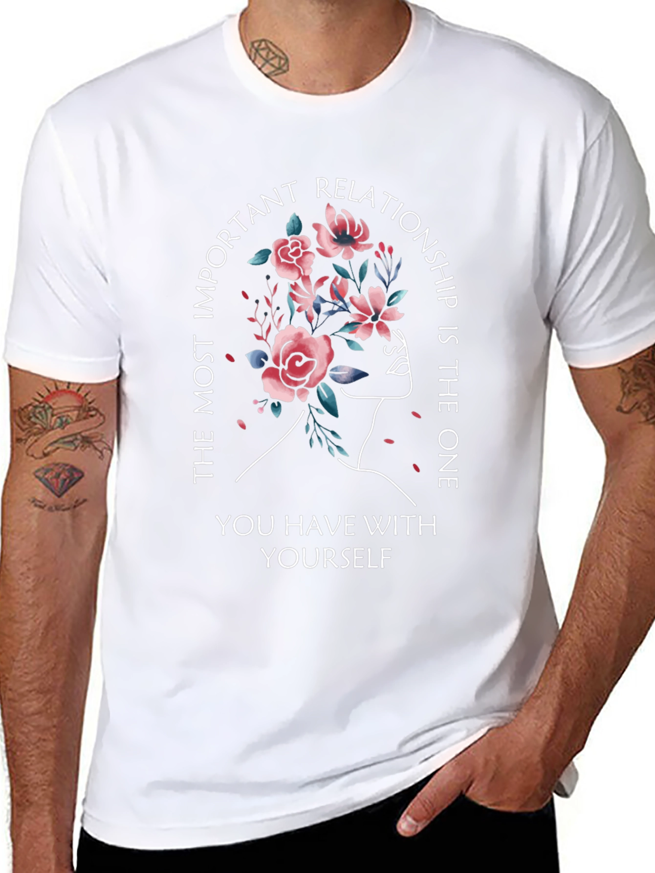 Floral Self-Love T-Shirt - Inspirational Design