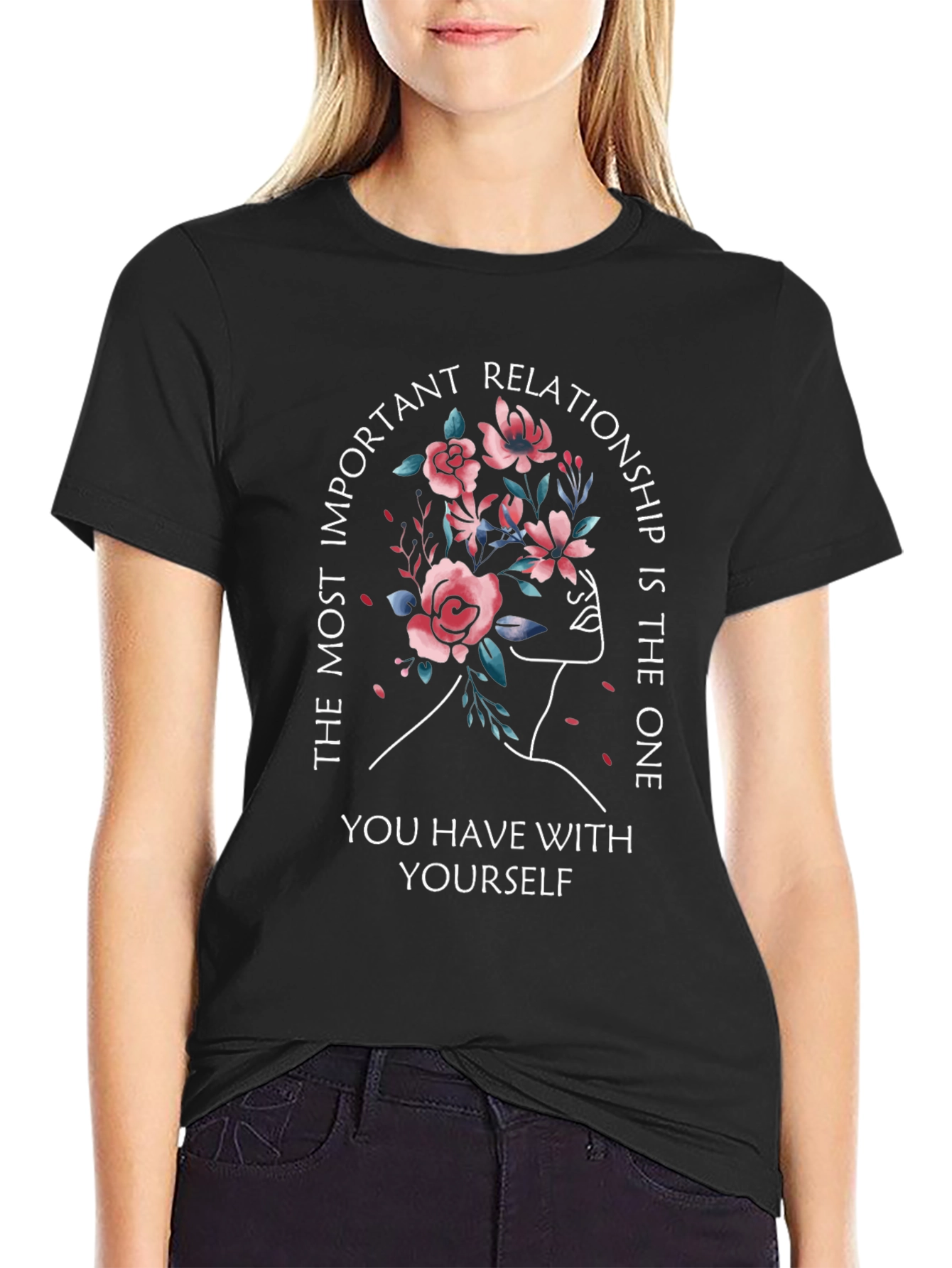Floral Self-Love T-Shirt - Inspirational Design