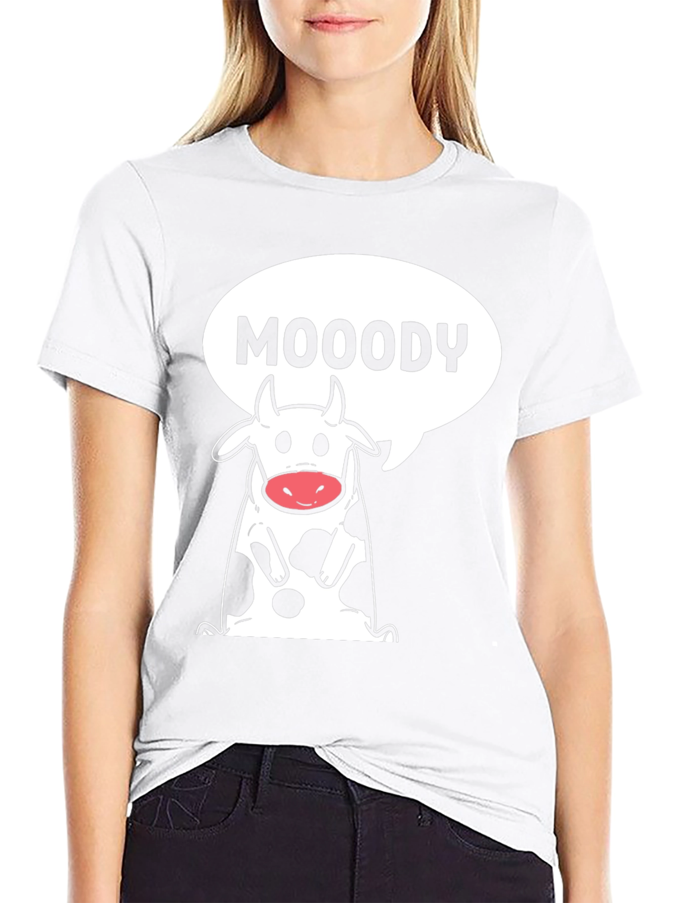 Moody Cow Graphic Tee - Black Cotton T-Shirt