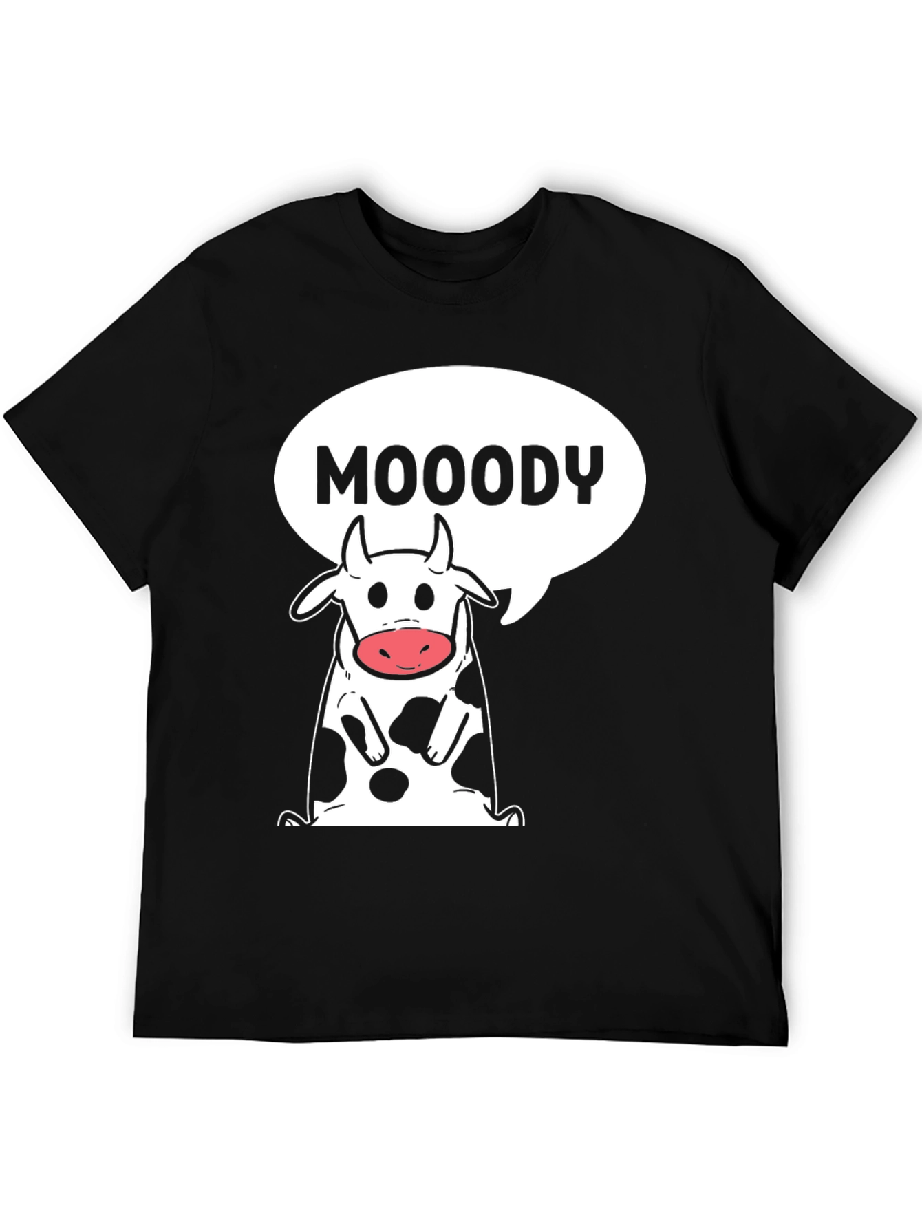 Moody Cow Graphic Tee - Black Cotton T-Shirt