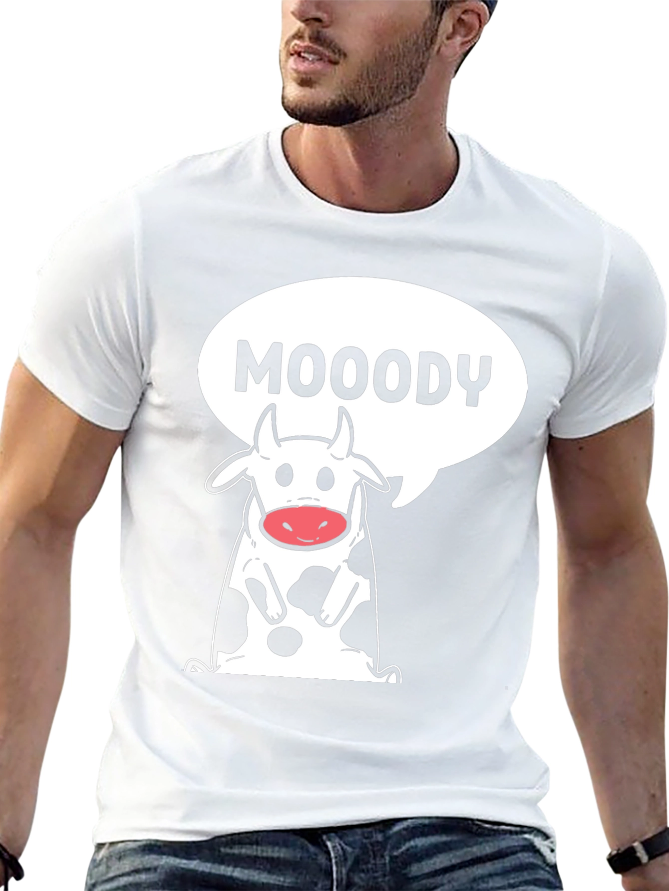 Moody Cow Graphic Tee - Black Cotton T-Shirt