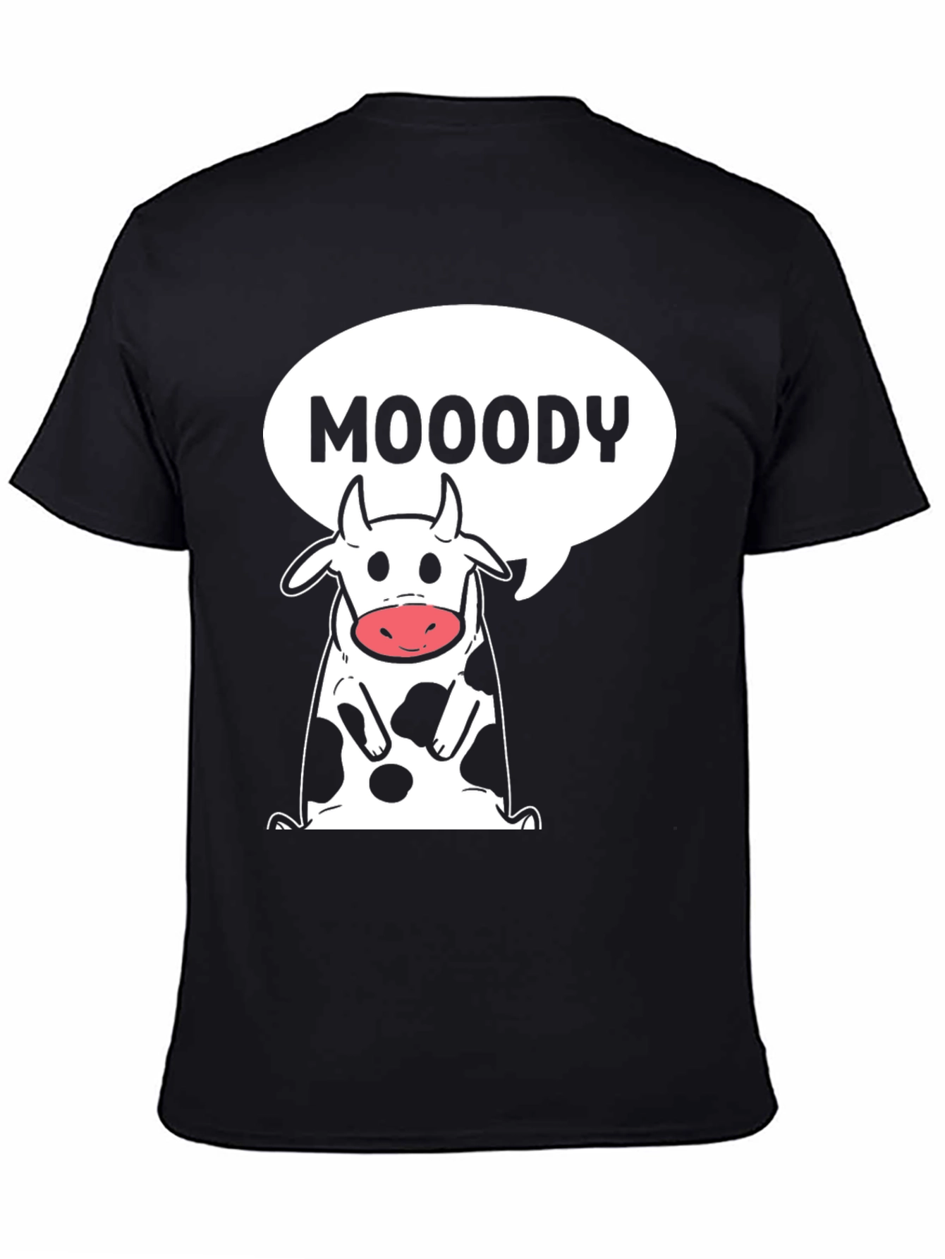 Moody Cow Graphic Tee - Black Cotton T-Shirt
