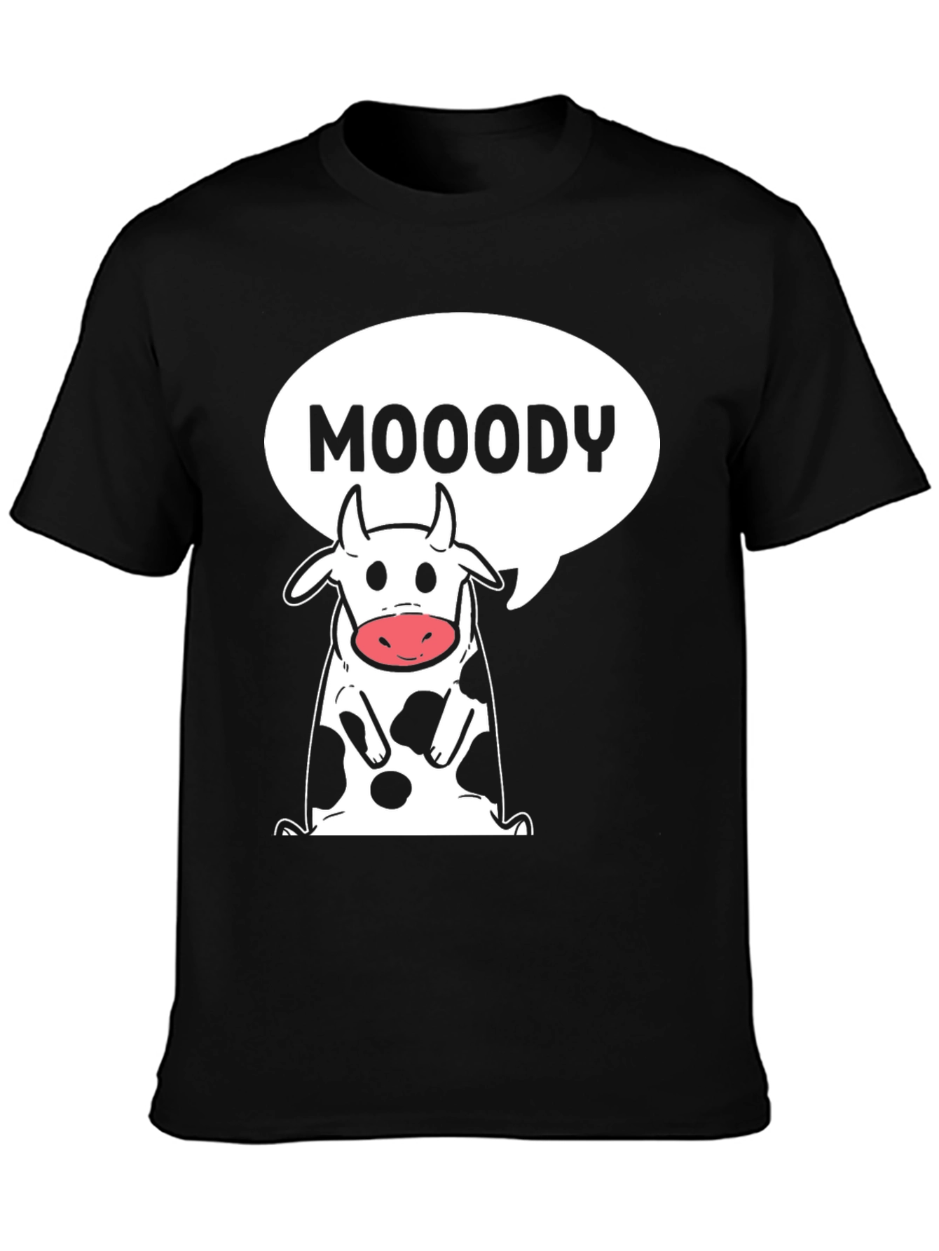 Moody Cow Graphic Tee - Black Cotton T-Shirt