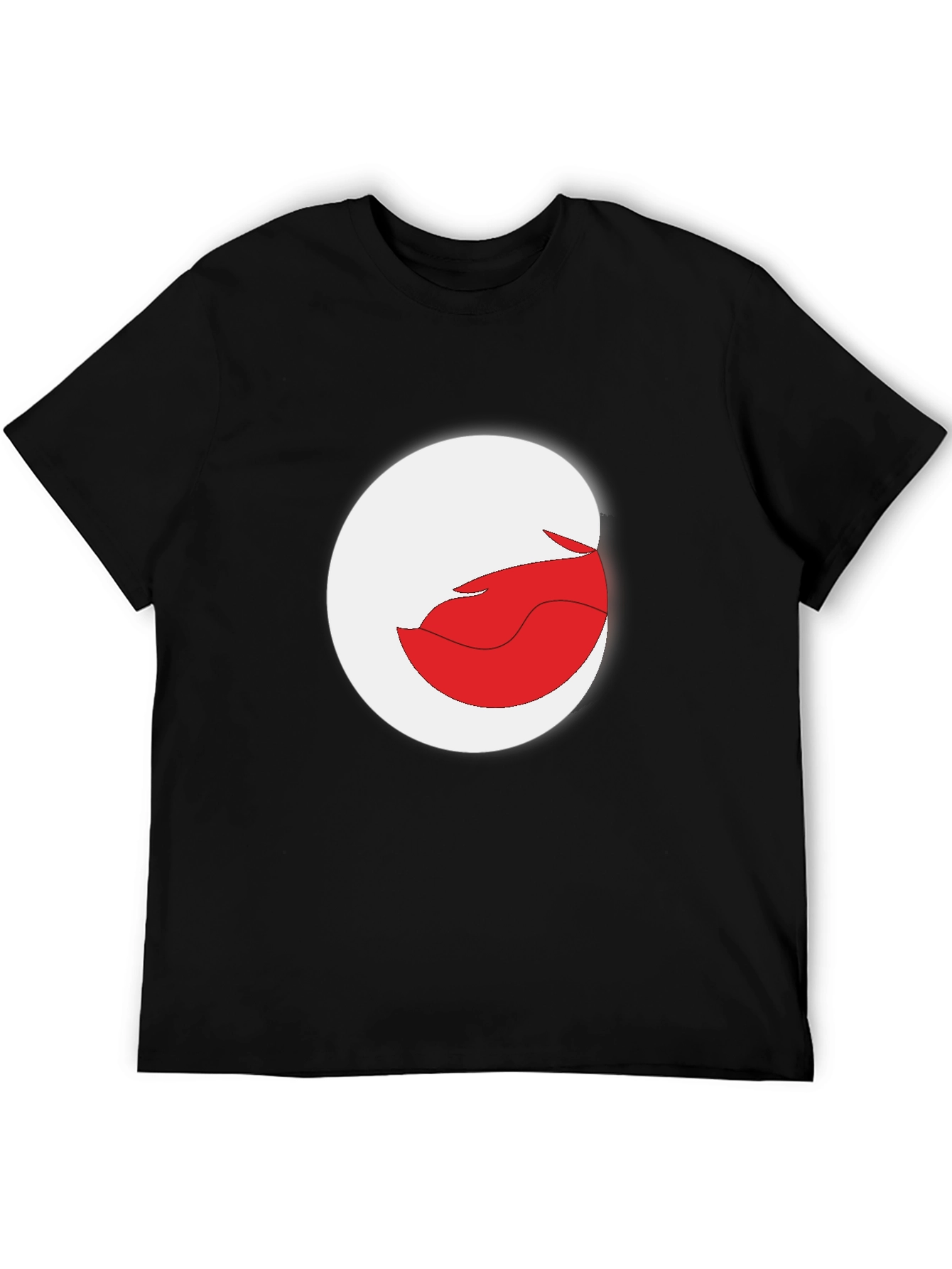 Abstract Red and White Graphic Print Black T-Shirt