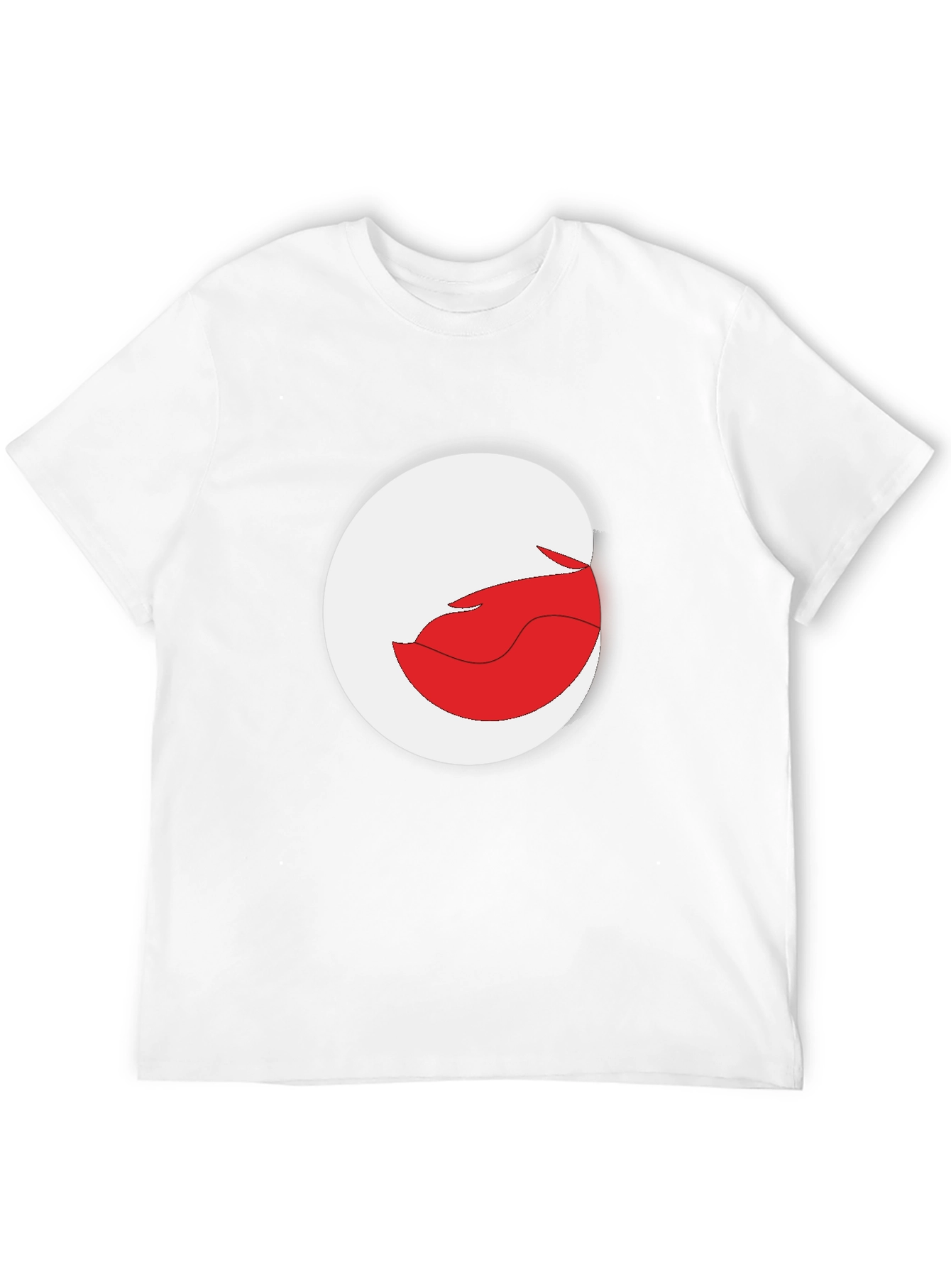 Abstract Red and White Graphic Print Black T-Shirt