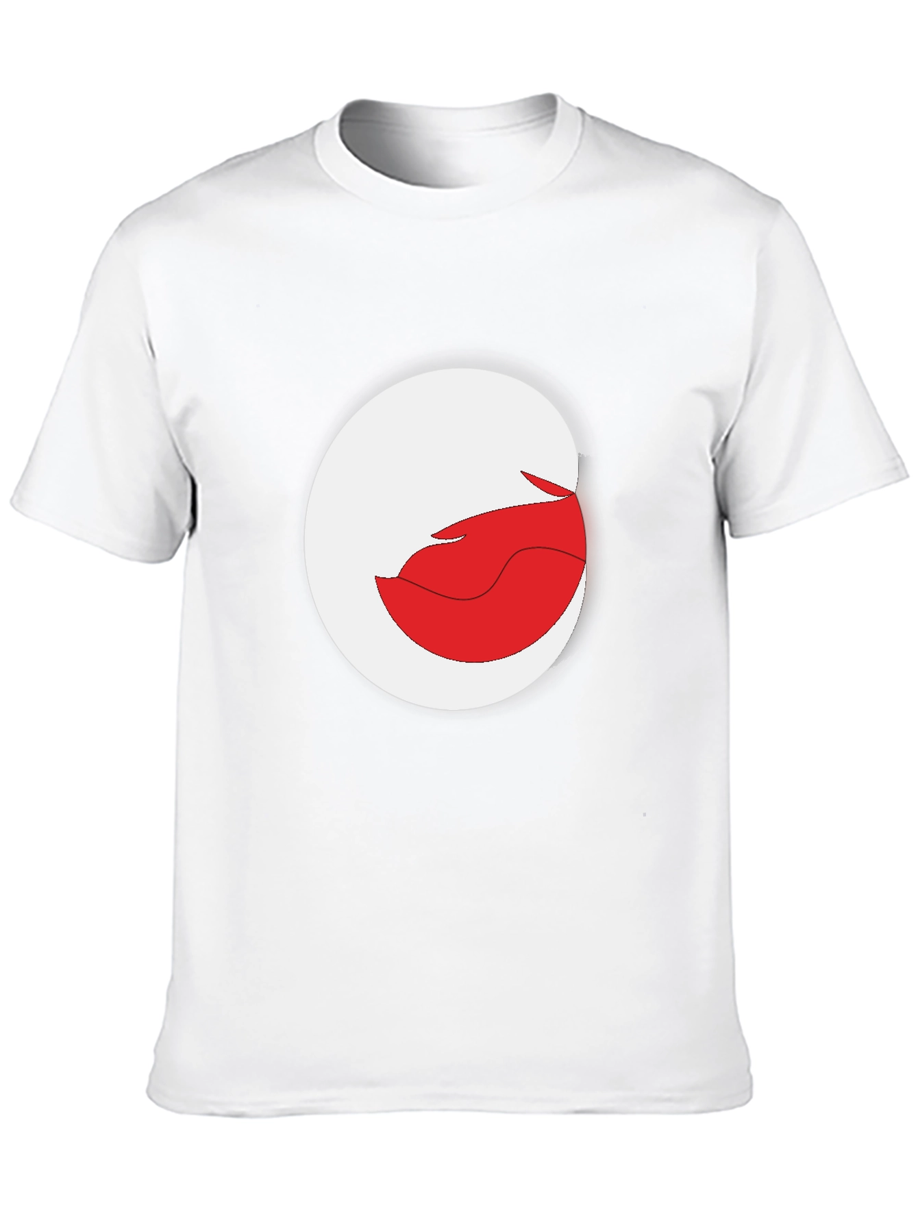 Abstract Red and White Graphic Print Black T-Shirt