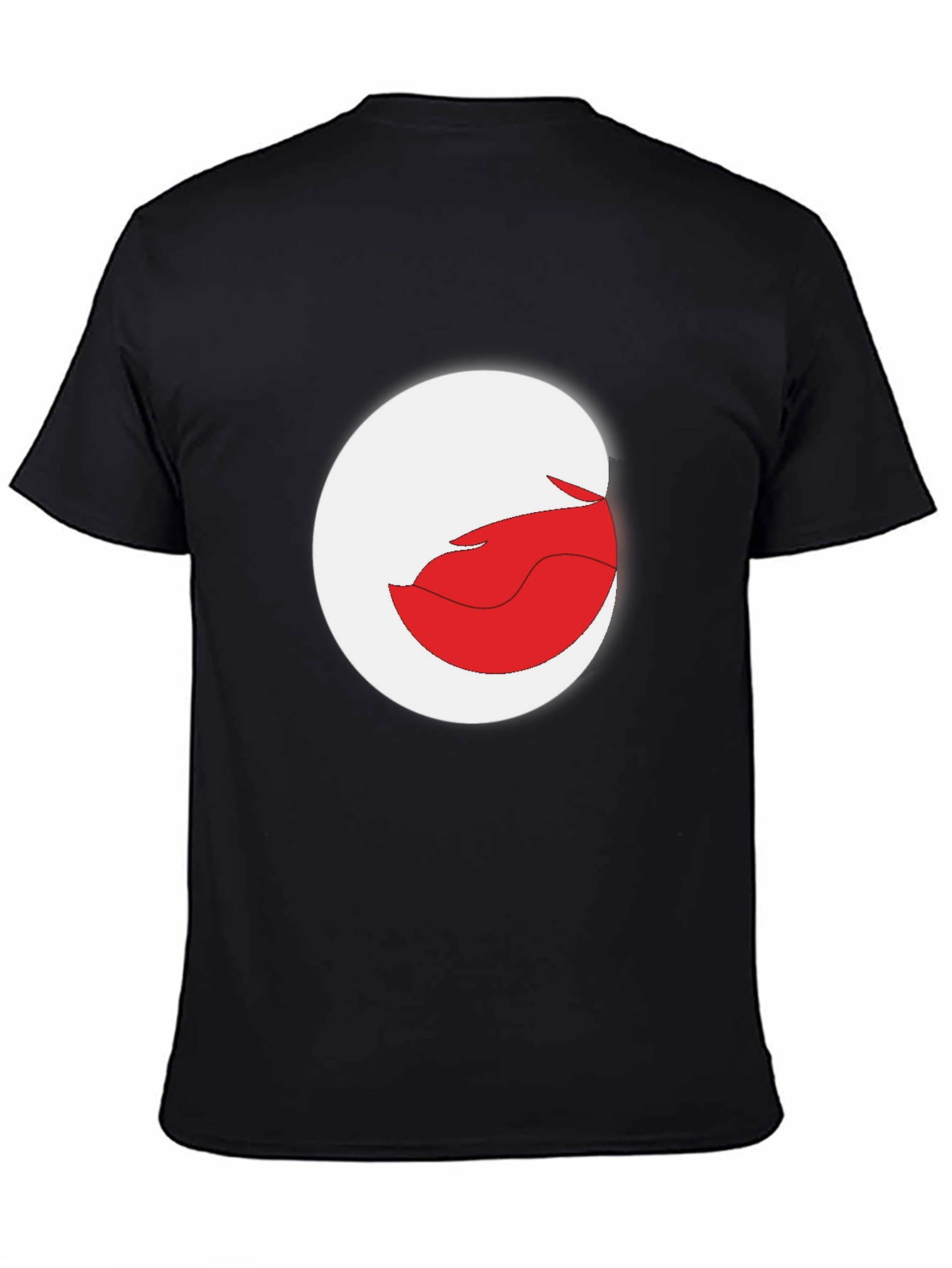 Abstract Red and White Graphic Print Black T-Shirt