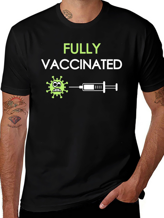 Fully Vaccinated Graphic Tee - Black Cotton T-Shirt