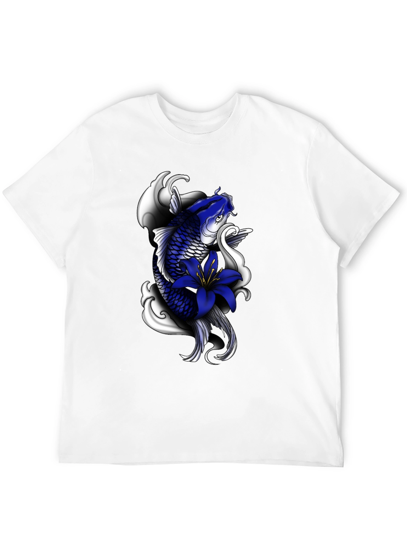 Koi Fish Graphic Print Black T-Shirt