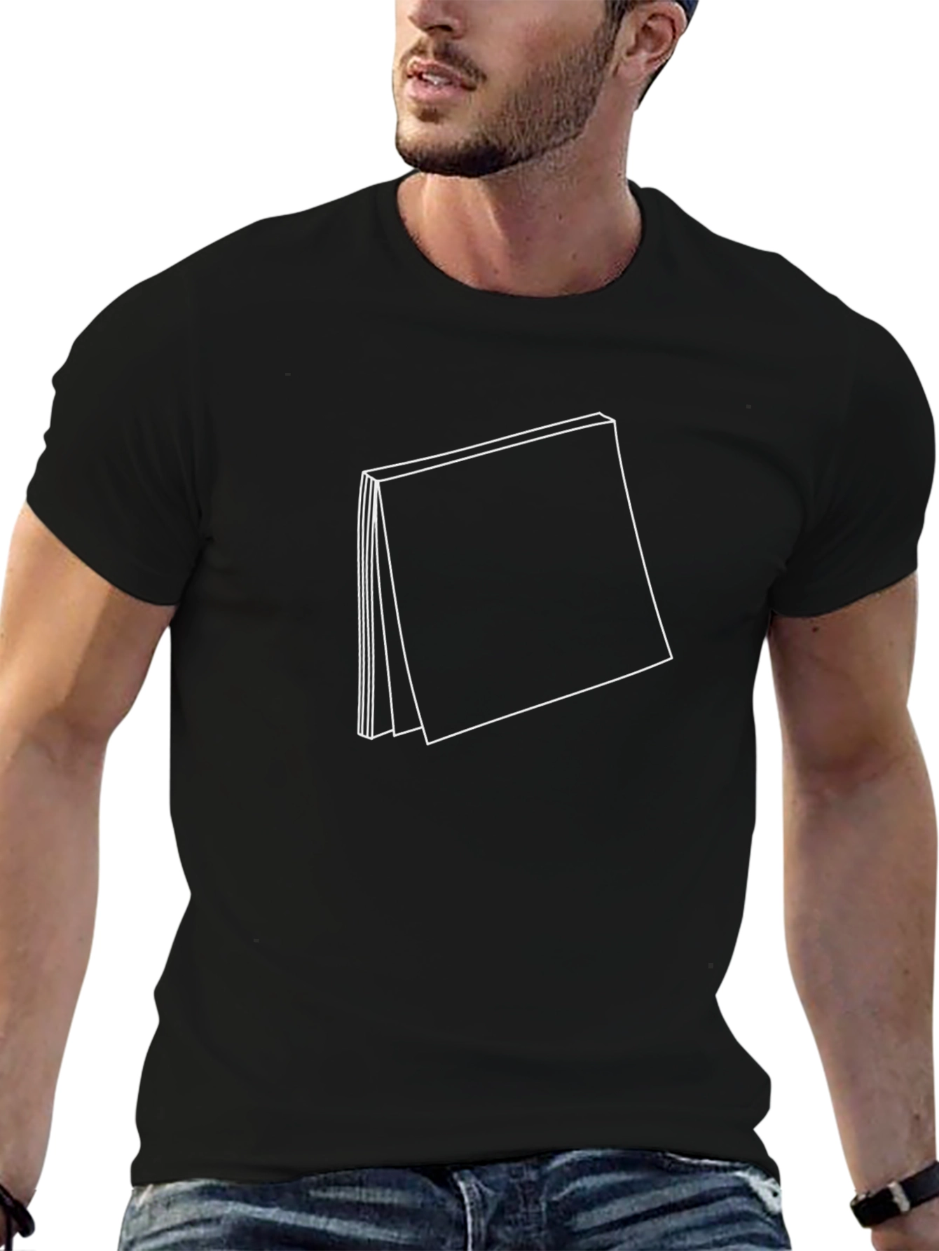 Modern Graphic Tee: Abstract Book Design - Black