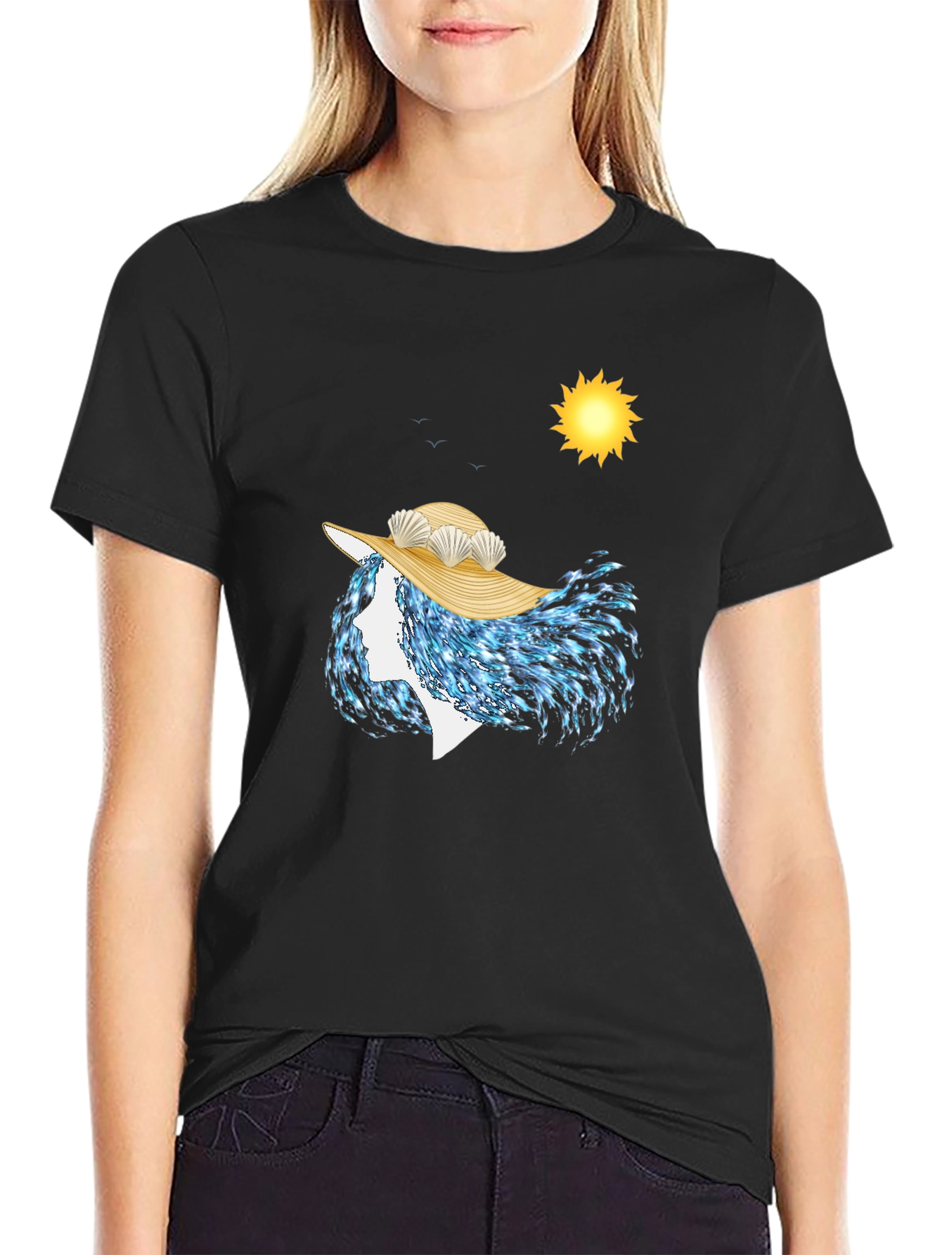 Ocean Wave Woman T-Shirt - Unique Artistic Design
