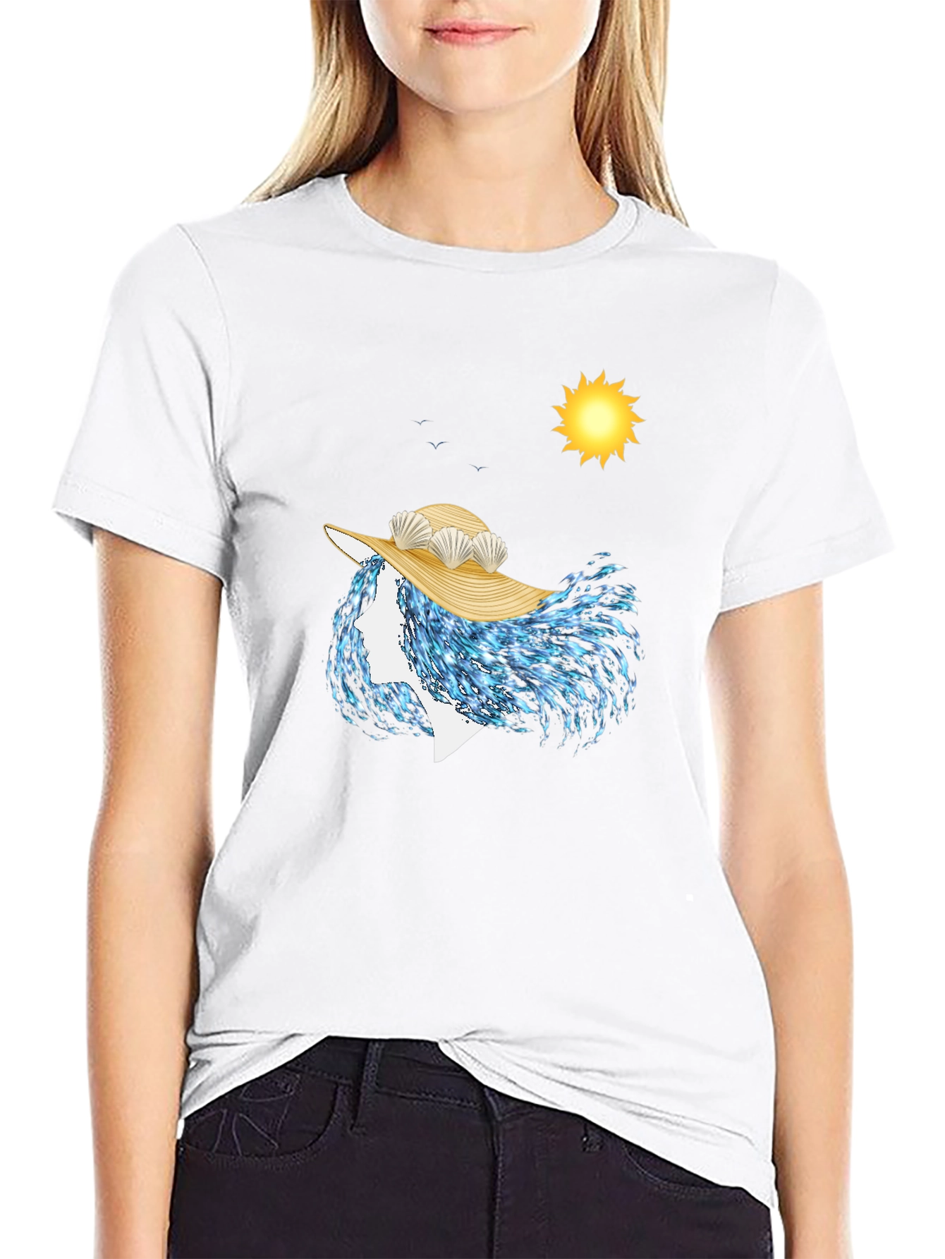Ocean Wave Woman T-Shirt - Unique Artistic Design