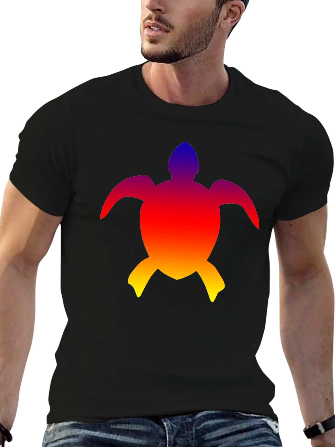 Rainbow Turtle Graphic Tee - Mens Black T-Shirt