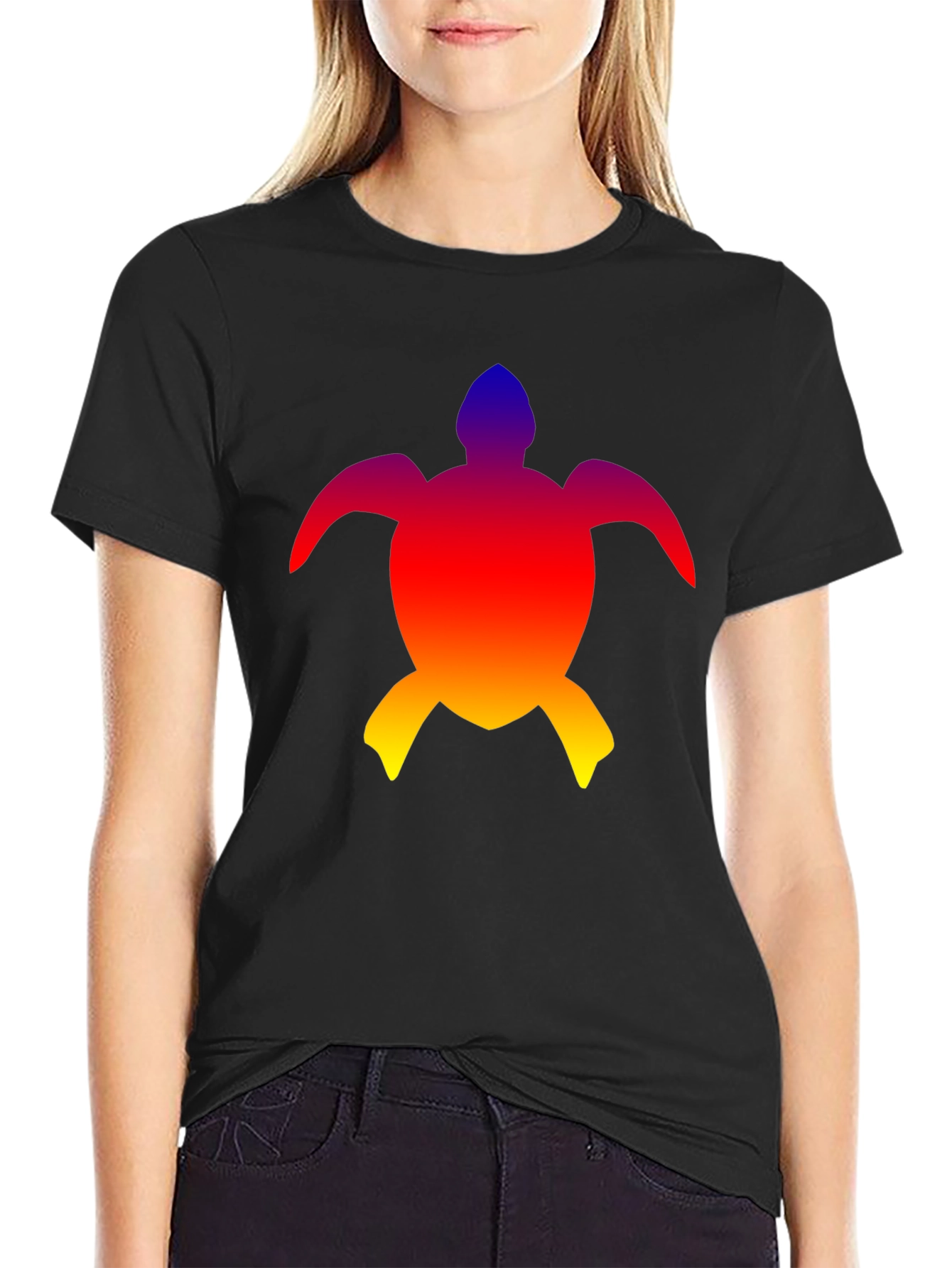 Rainbow Turtle Graphic Tee - Mens Black T-Shirt