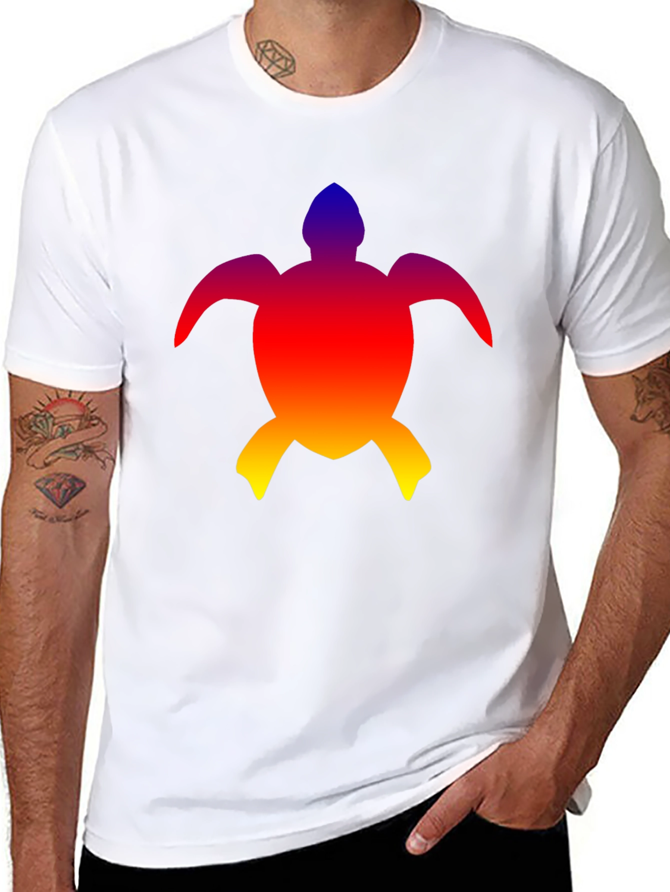 Rainbow Turtle Graphic Tee - Mens Black T-Shirt