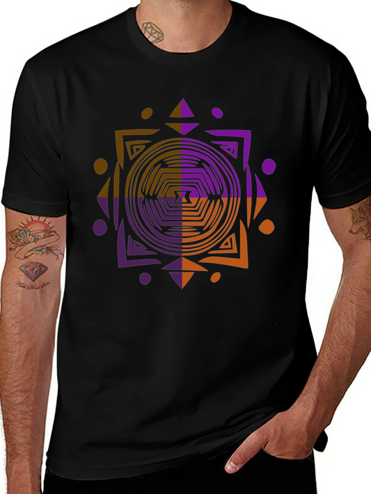 Geometric Graphic Print Tee - Modern Black T-Shirt