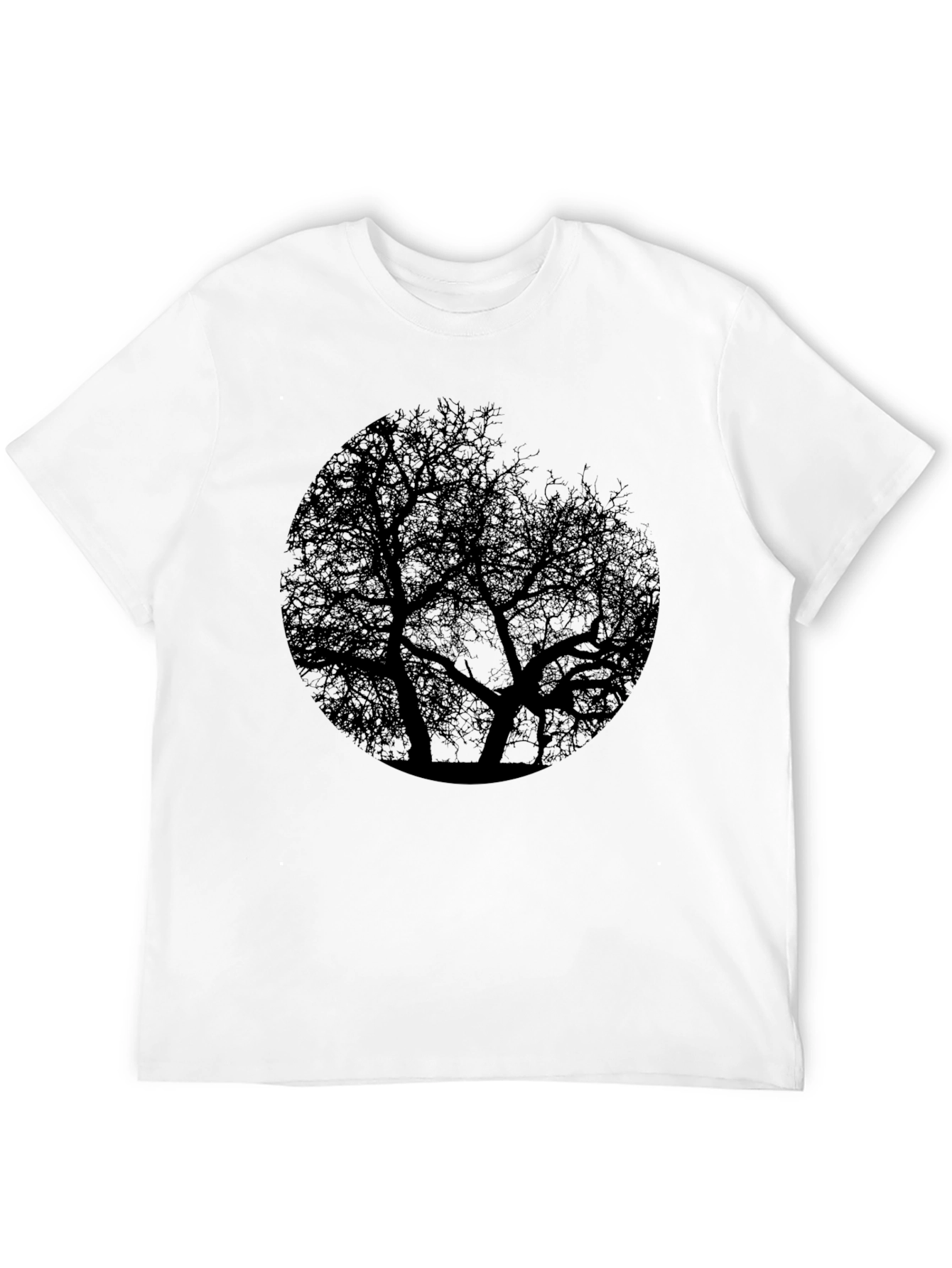 Tree Silhouette Graphic Print Black T-Shirt
