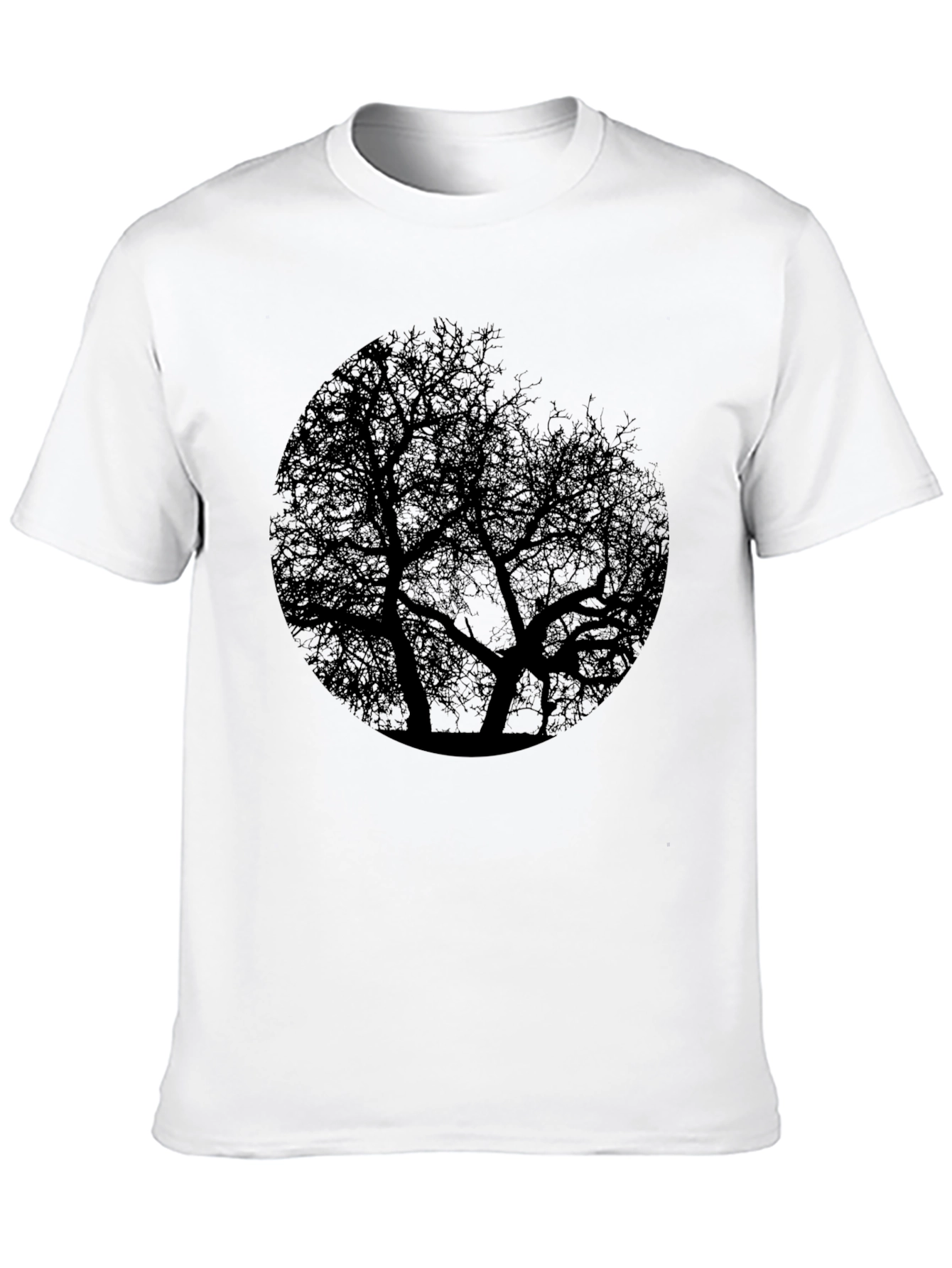 Tree Silhouette Graphic Print Black T-Shirt