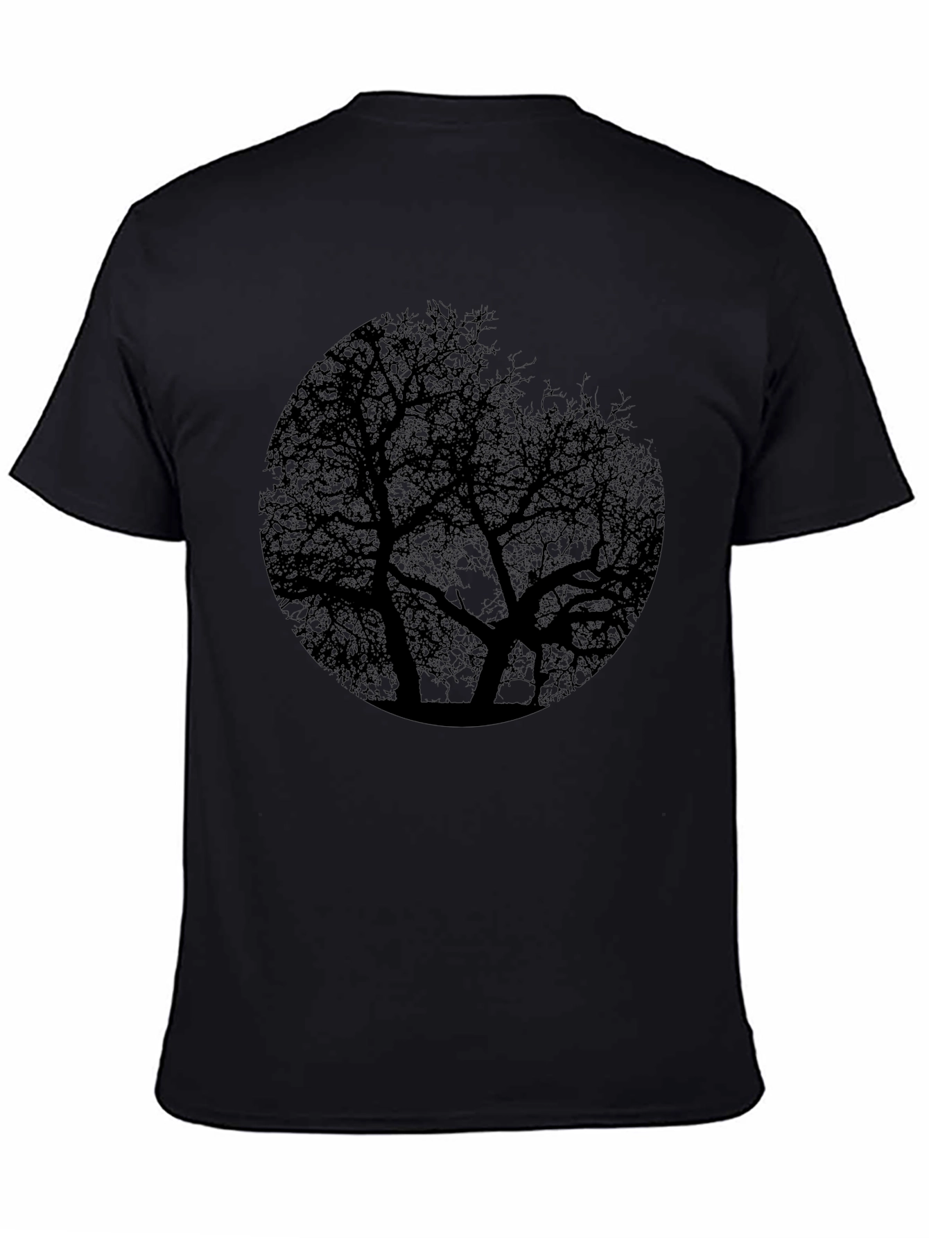 Tree Silhouette Graphic Print Black T-Shirt