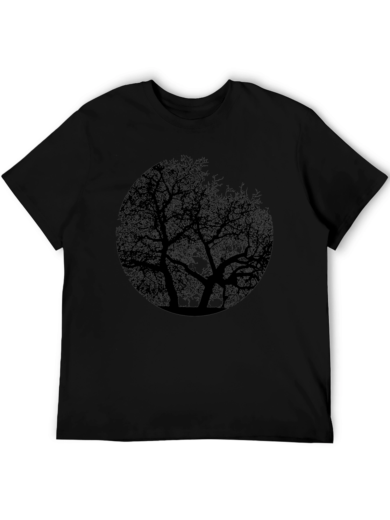 Tree Silhouette Graphic Print Black T-Shirt