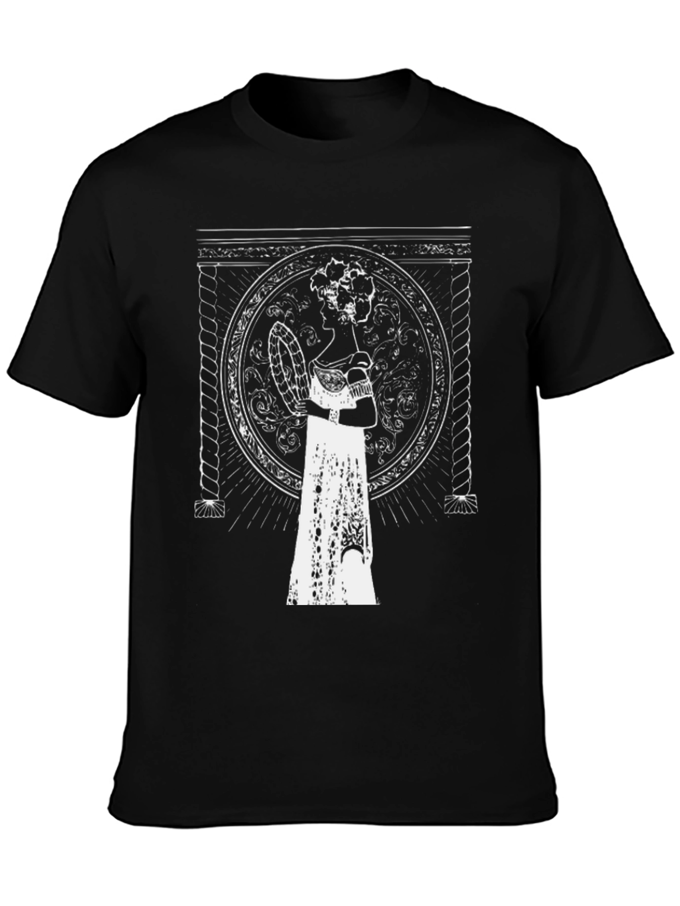 Elegant Portrait Tee - Black Graphic T-Shirt