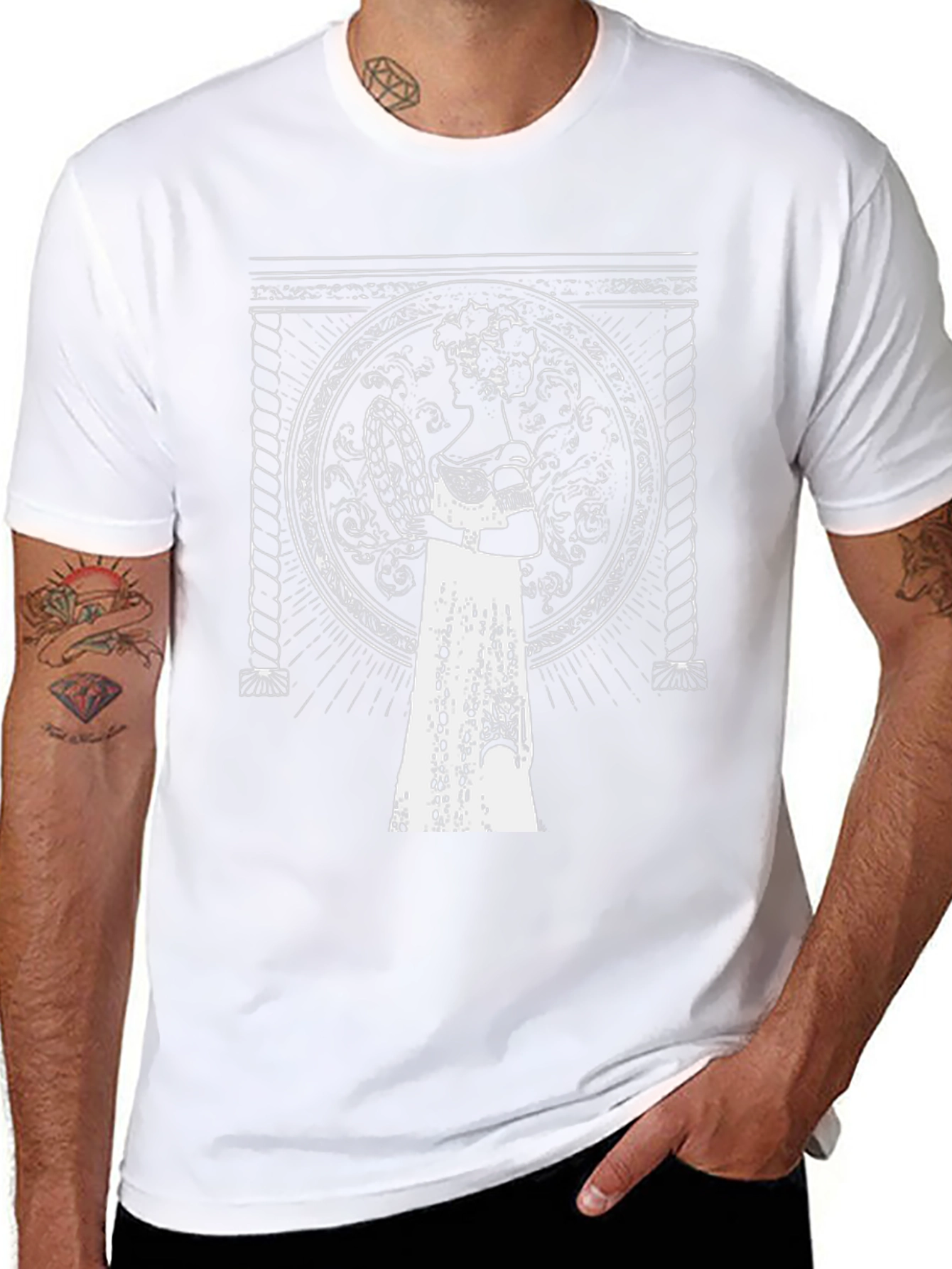 Elegant Portrait Tee - Black Graphic T-Shirt