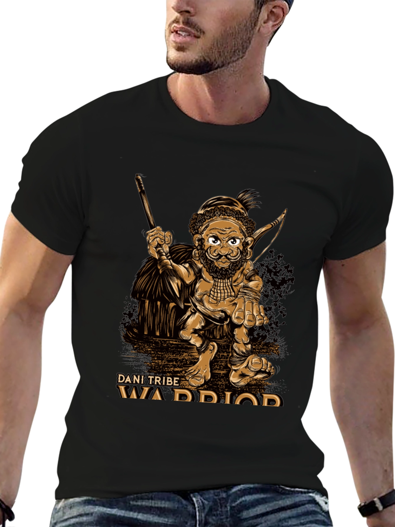 Dani Tribe Warrior Graphic T-Shirt - Black