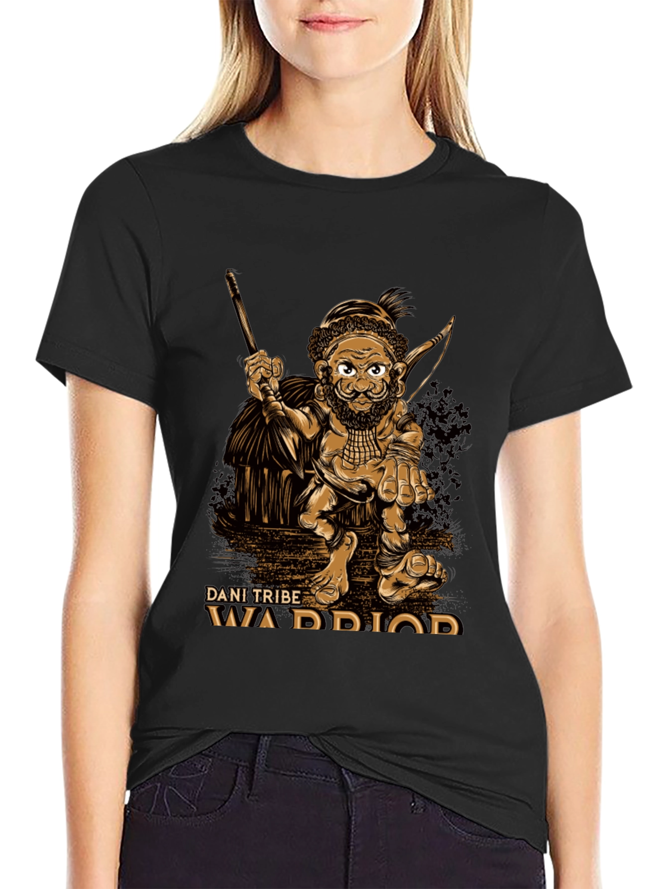 Dani Tribe Warrior Graphic T-Shirt - Black