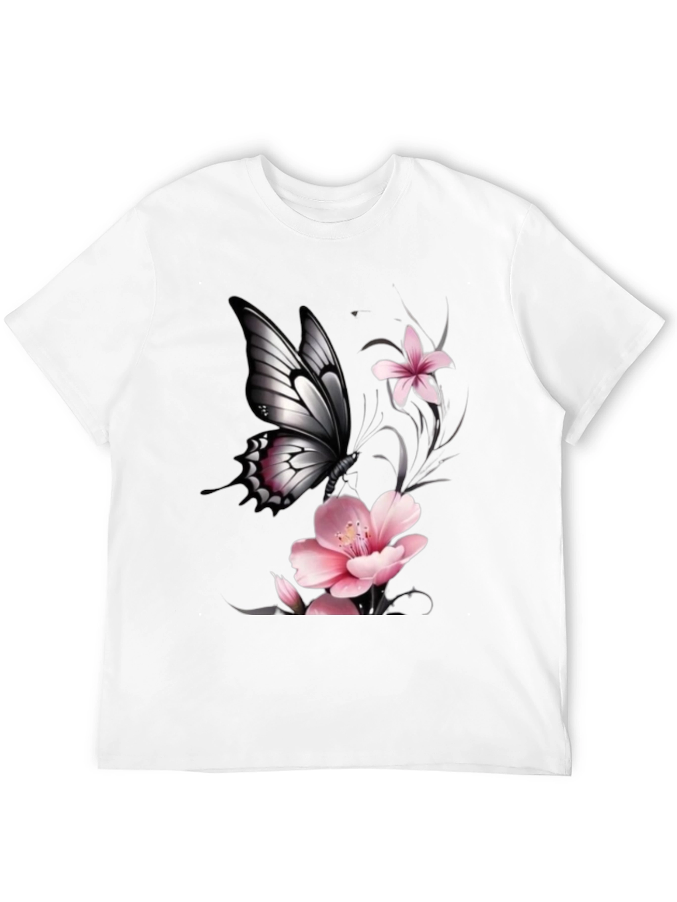 Black Butterfly Floral Graphic T-Shirt