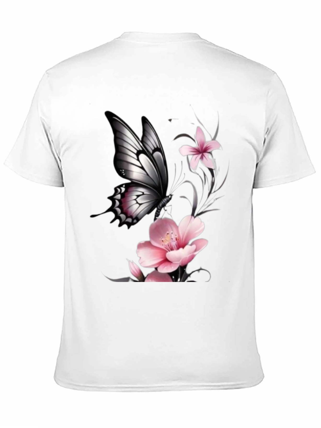 Black Butterfly Floral Graphic T-Shirt