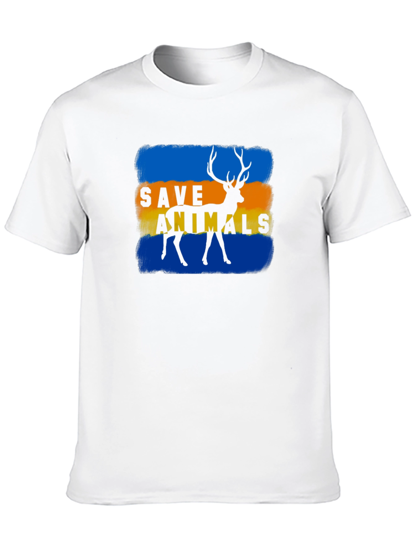 Save Animals Deer Graphic Black T-Shirt